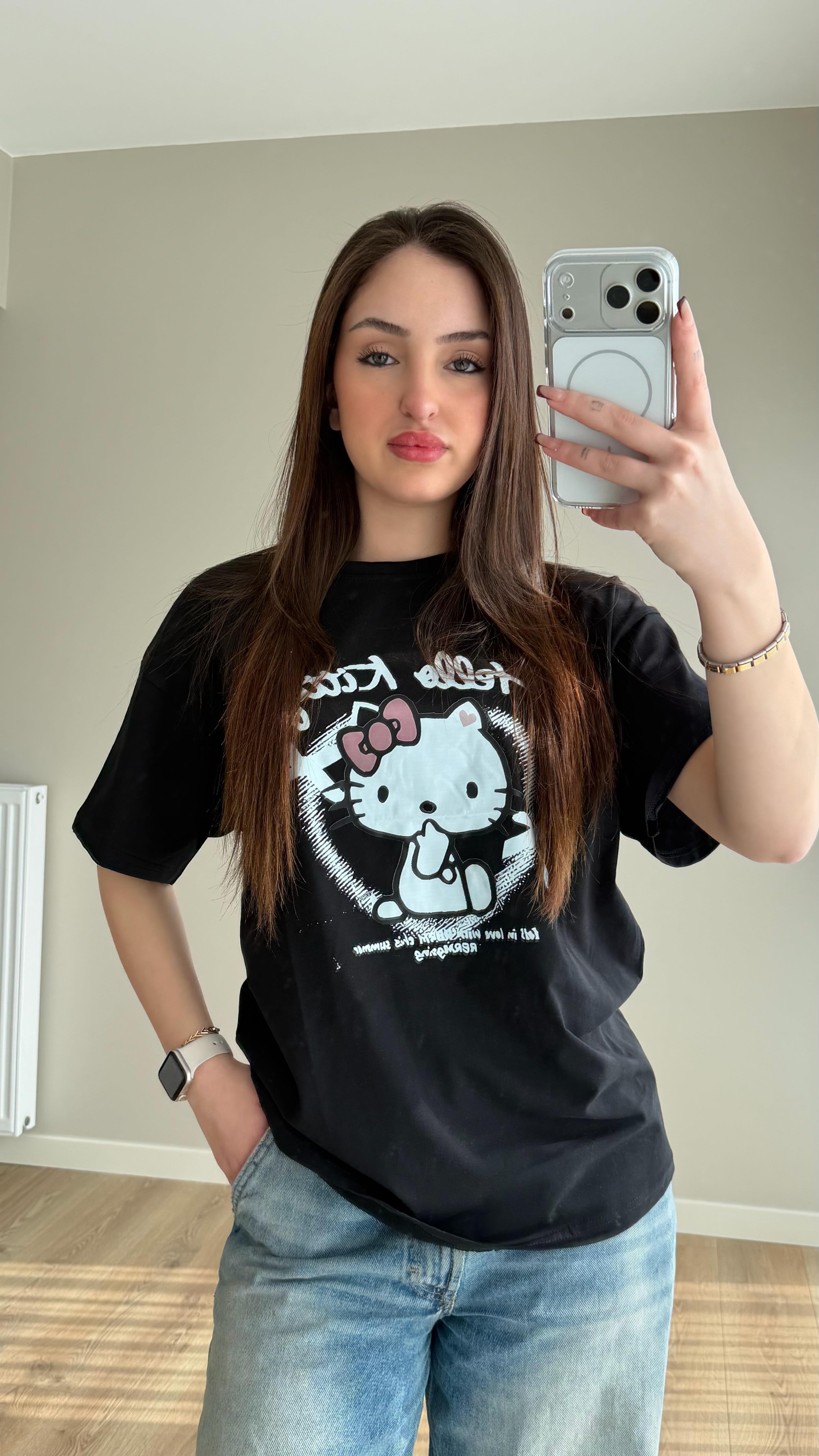 Hello Kitty Tişört Siyah