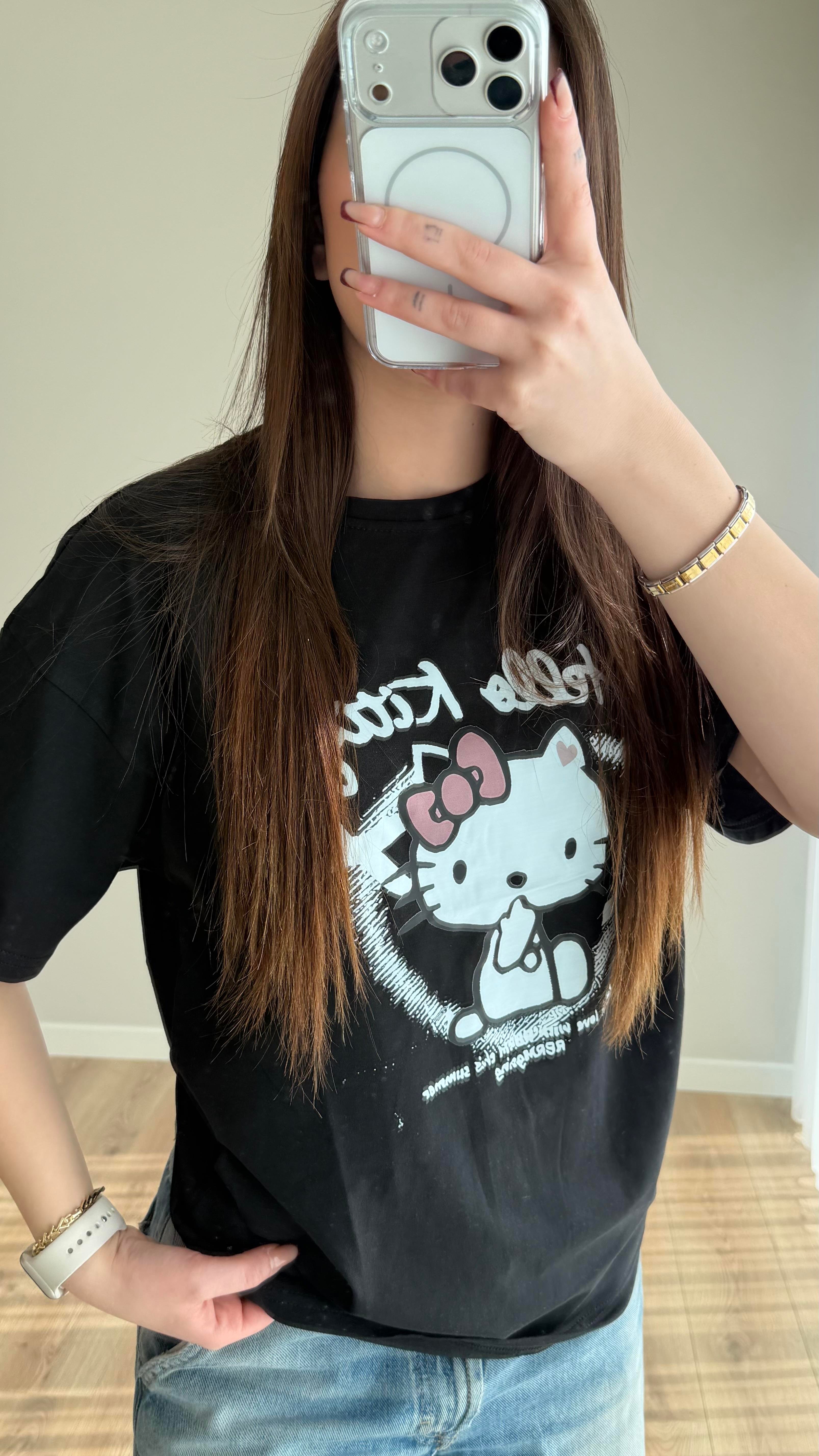 Hello Kitty Tişört Siyah