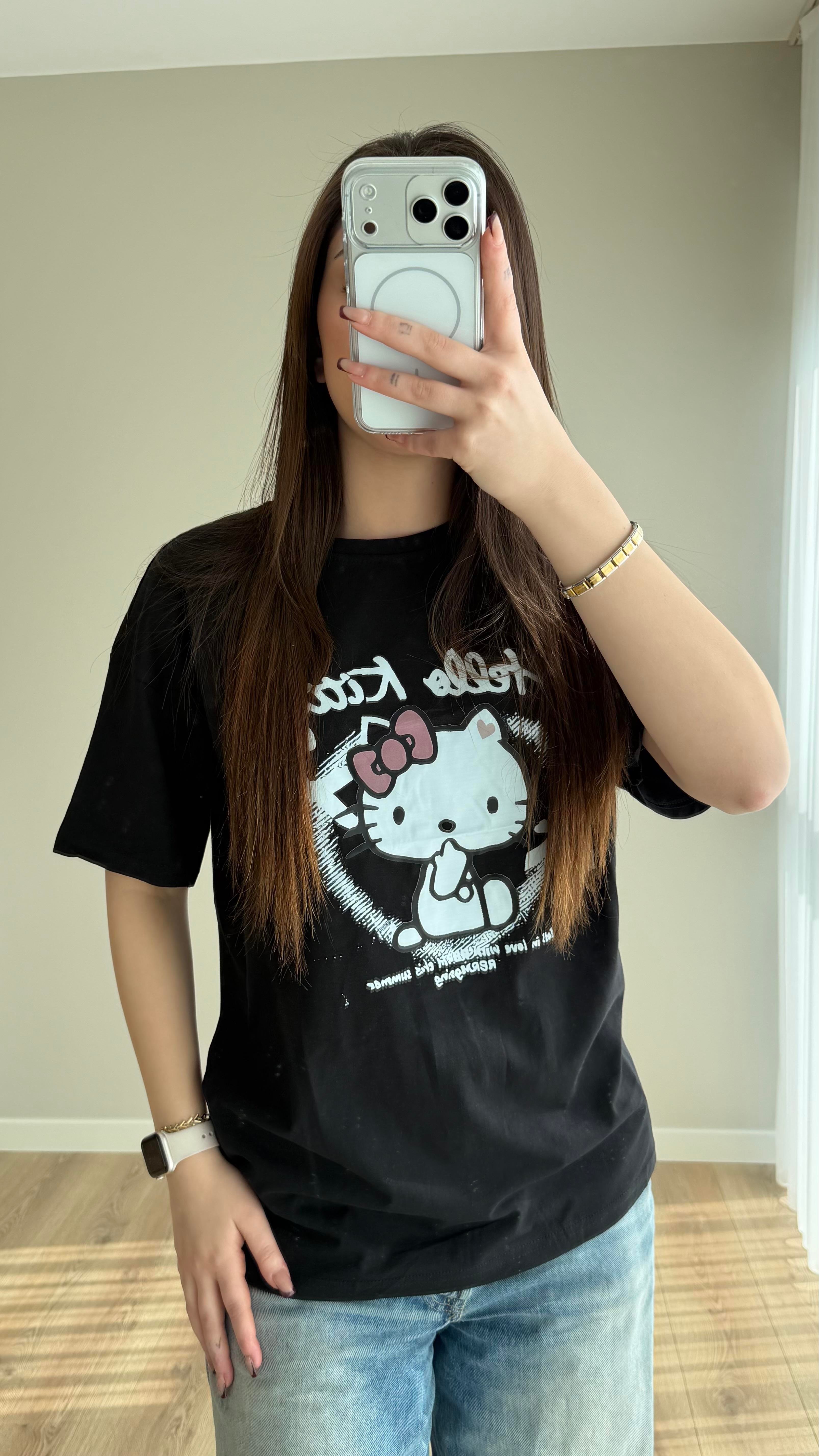 Hello Kitty Tişört Siyah