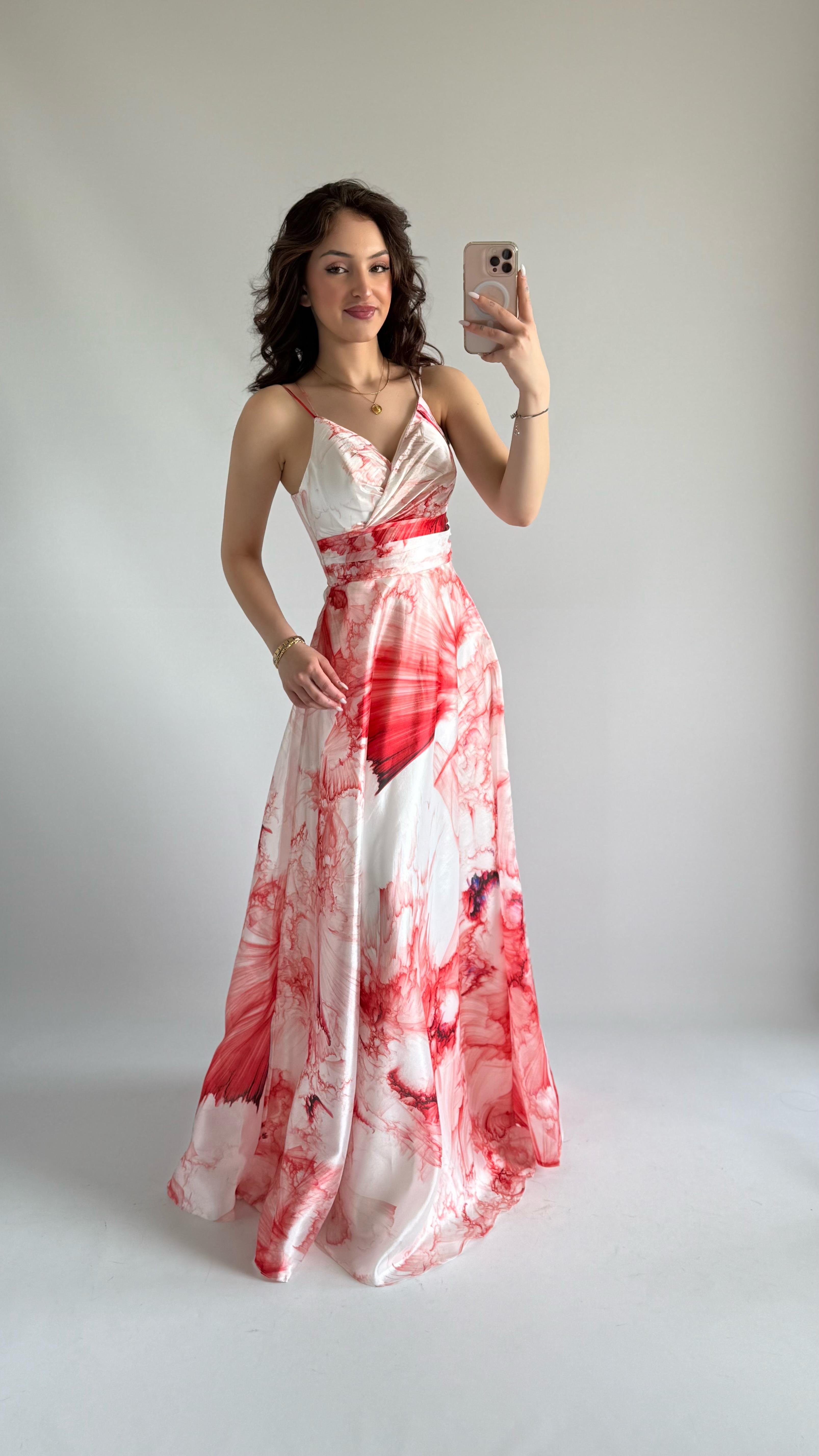 Hibiscus Kemer Abiye Kırmızı