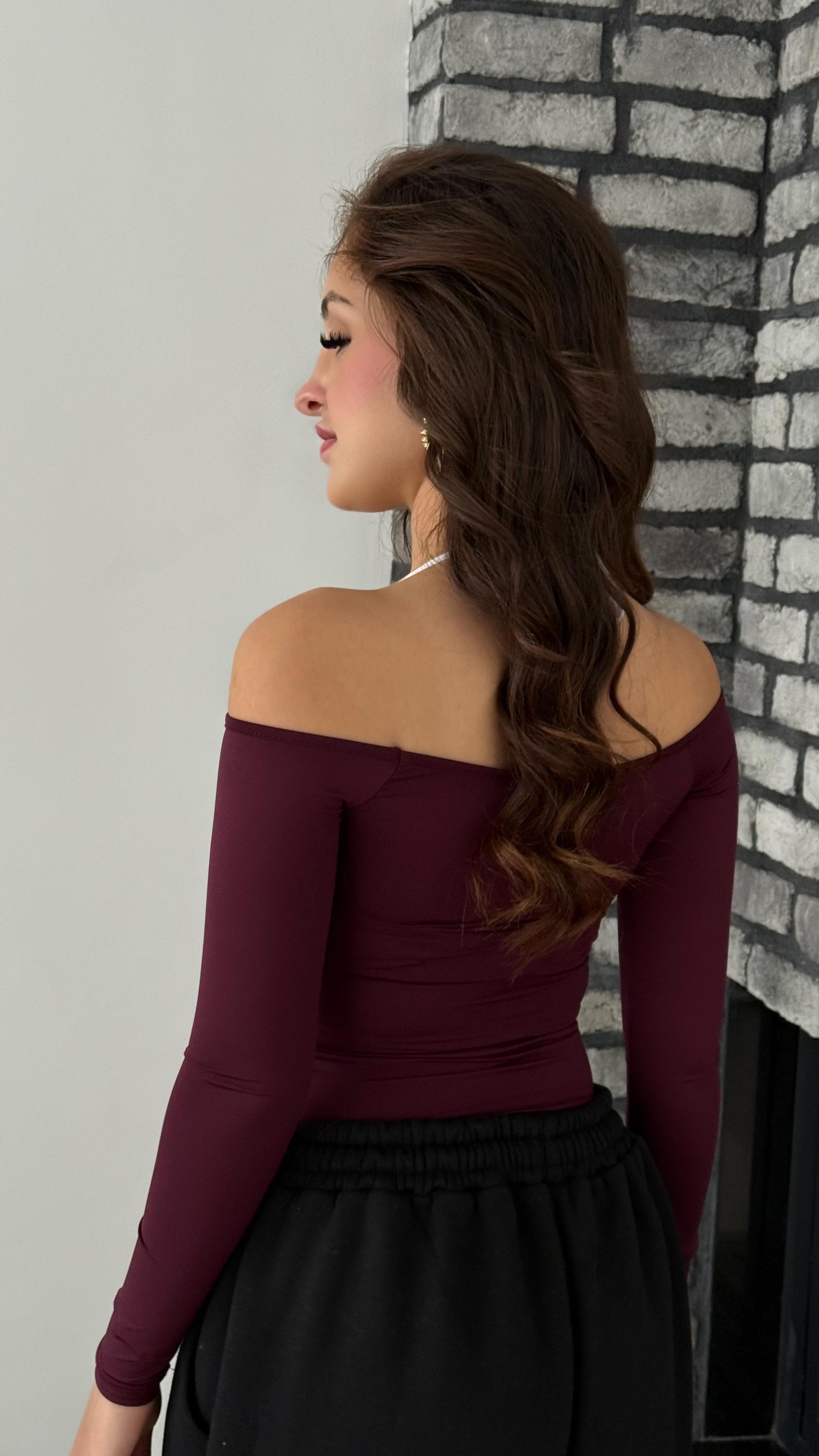 Hippi Boyundan Bağlamalı Crop Bordo