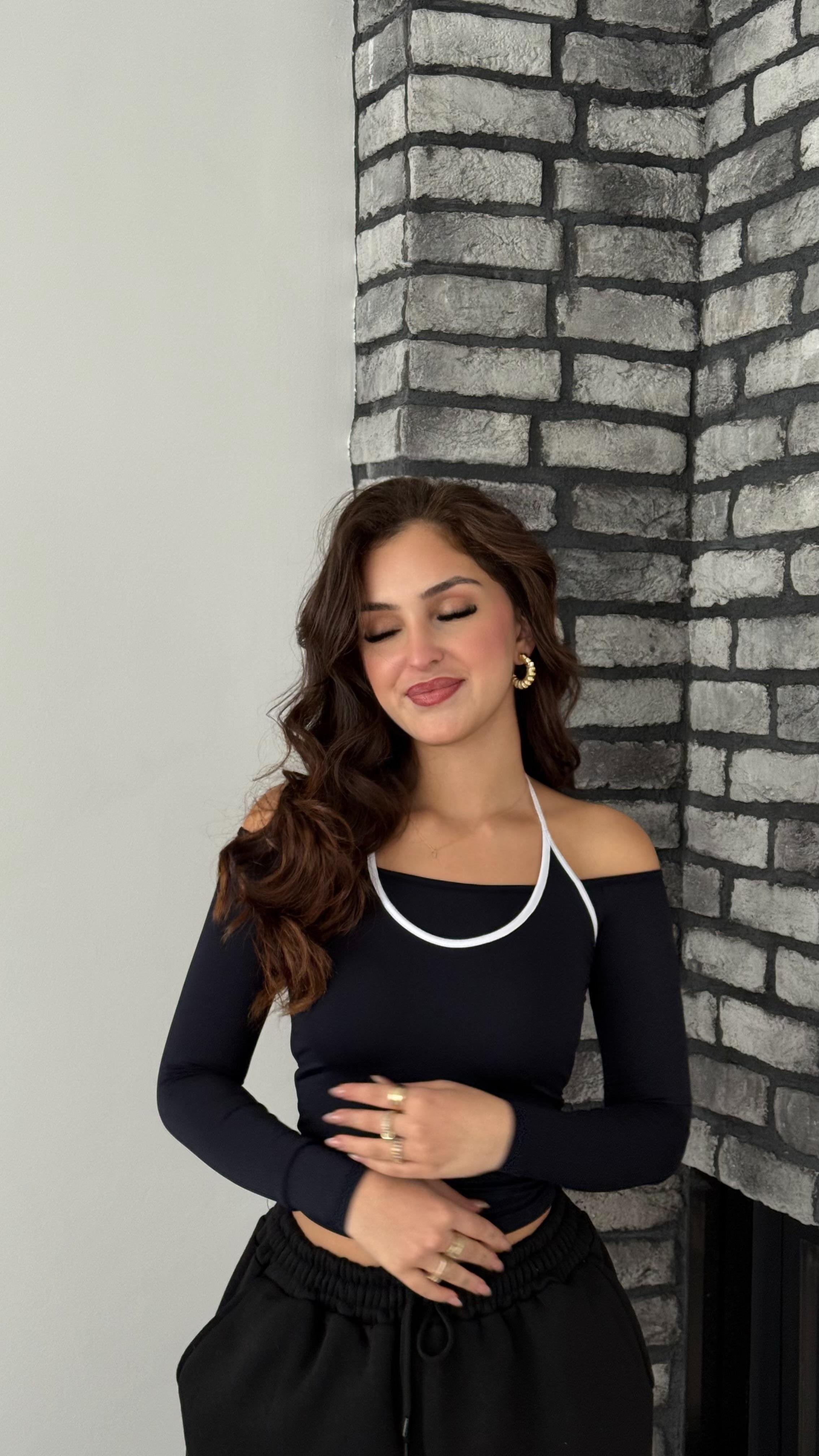 Hippi Boyundan Bağlamalı Crop Lacivert
