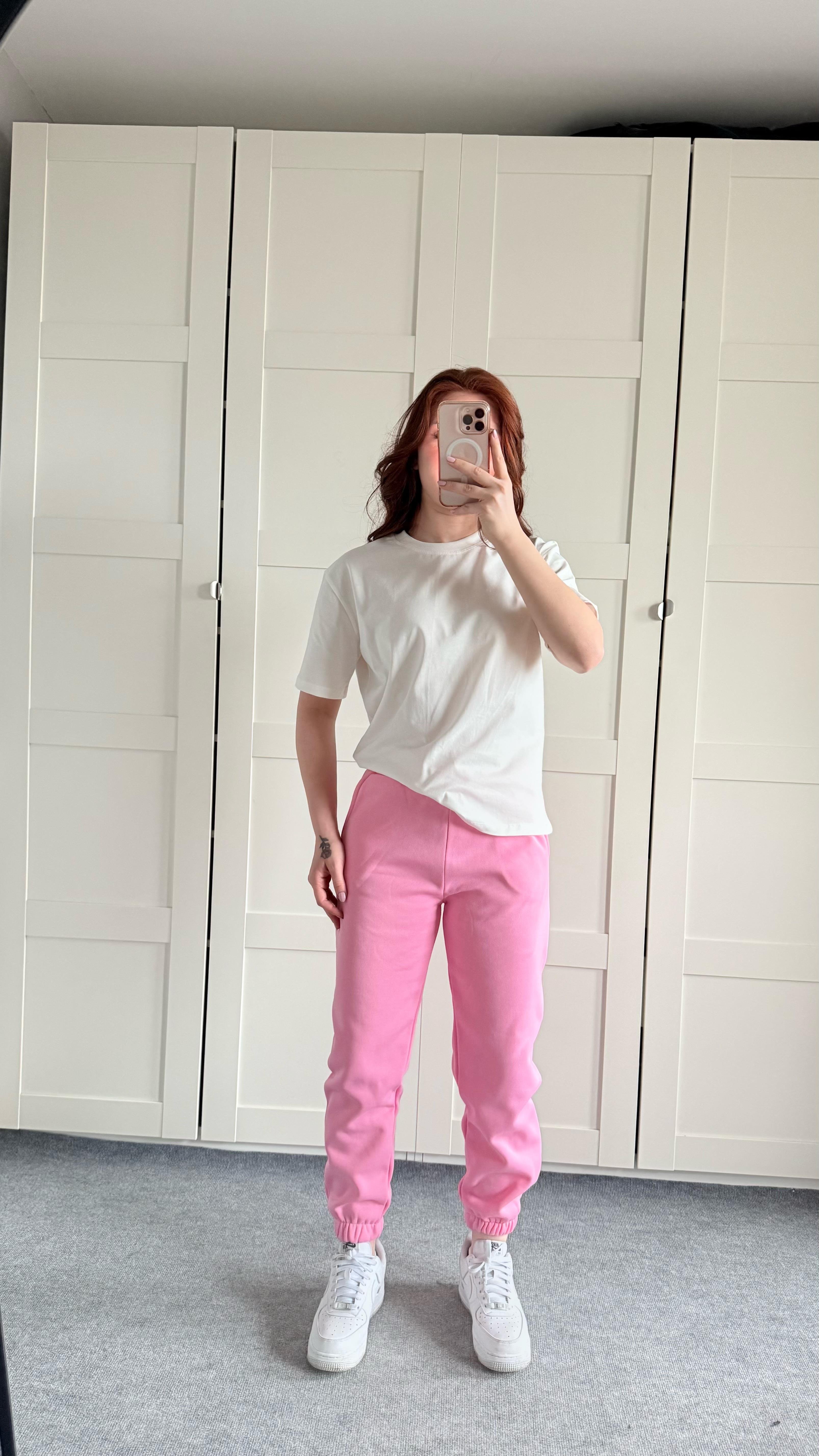 İçi Şardonlu Paçası Lastikli Eşofman Pembe