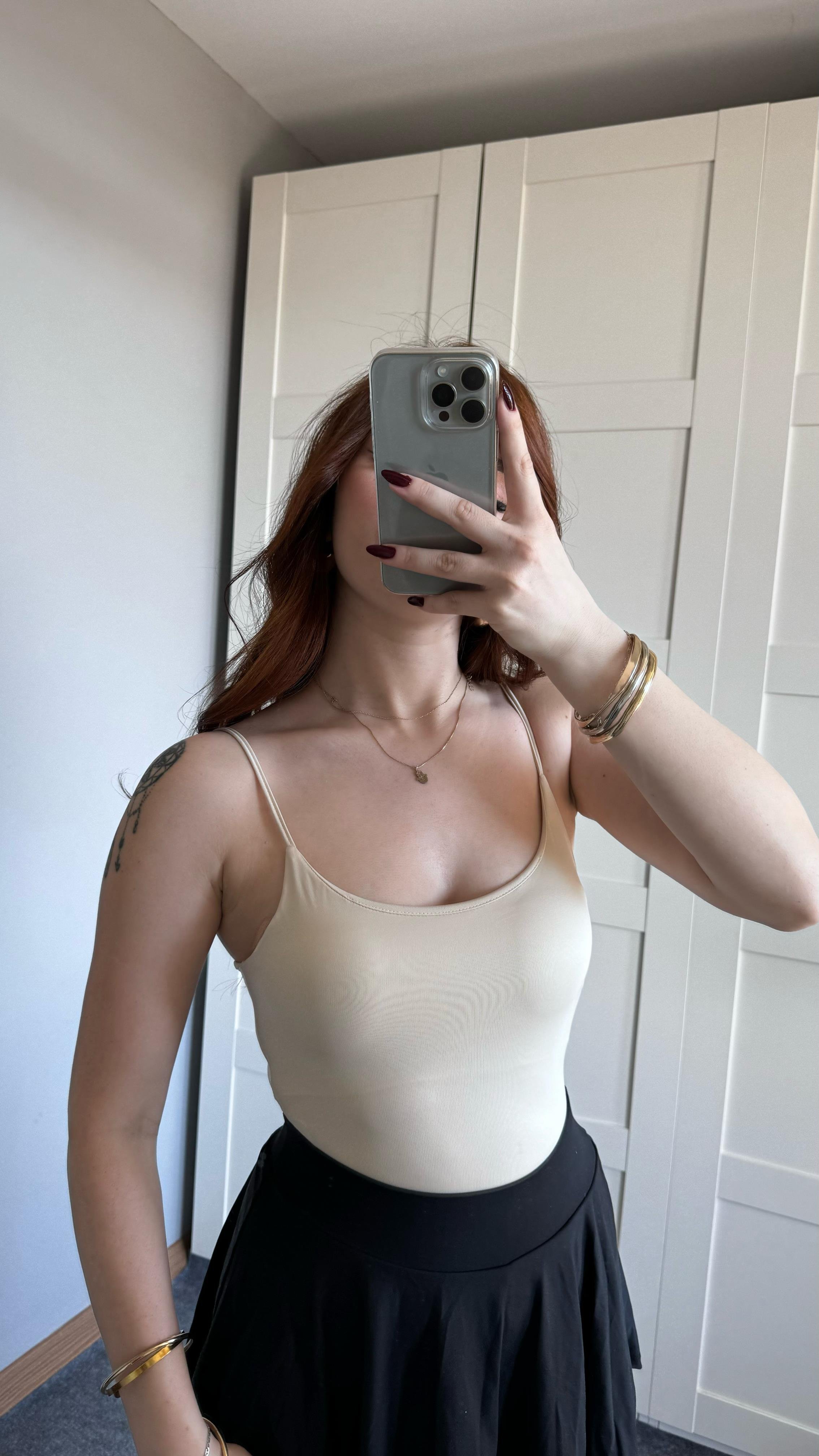 İp Askılı Bodysuit Bej