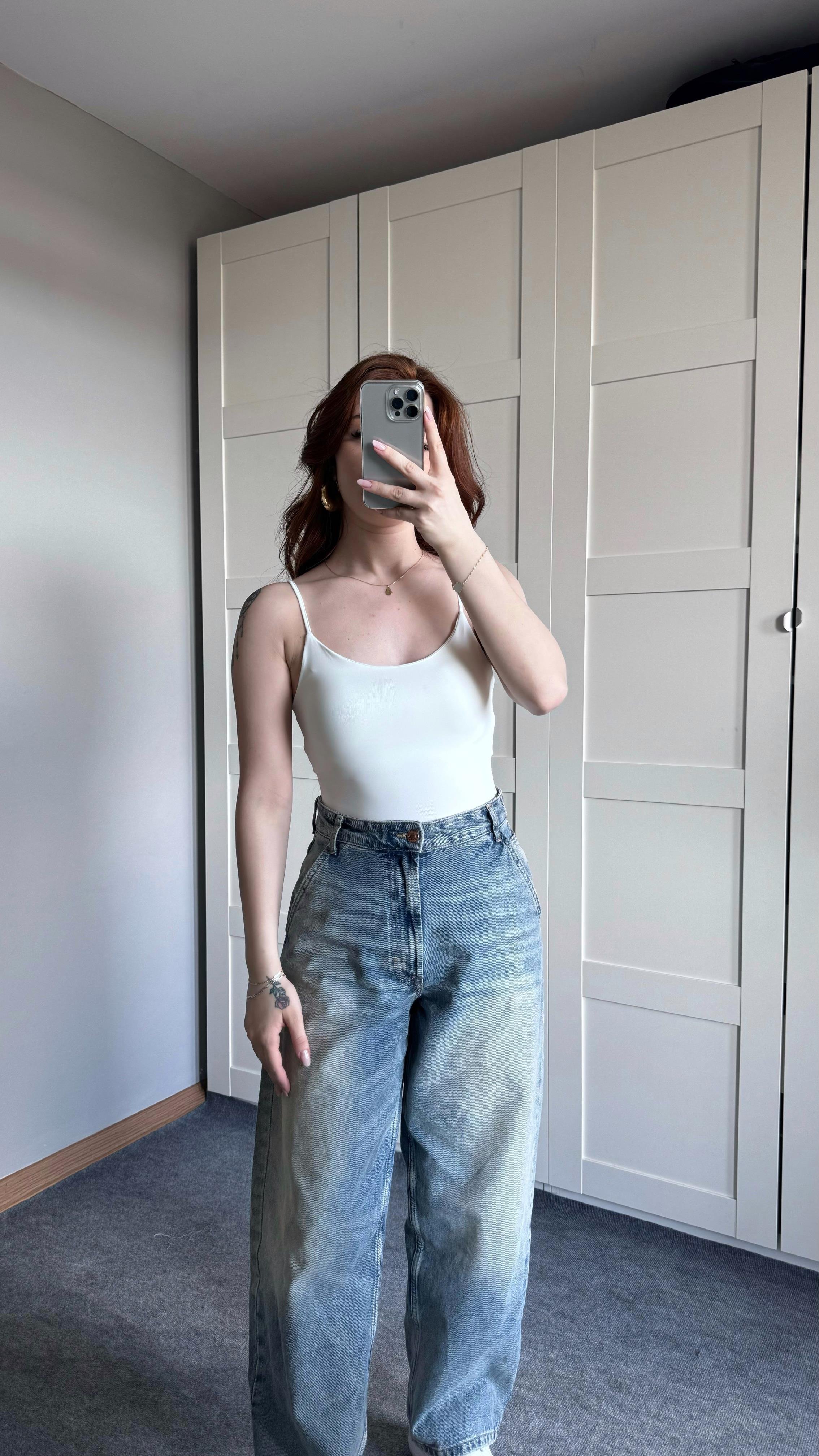 İp Askılı Bodysuit Beyaz