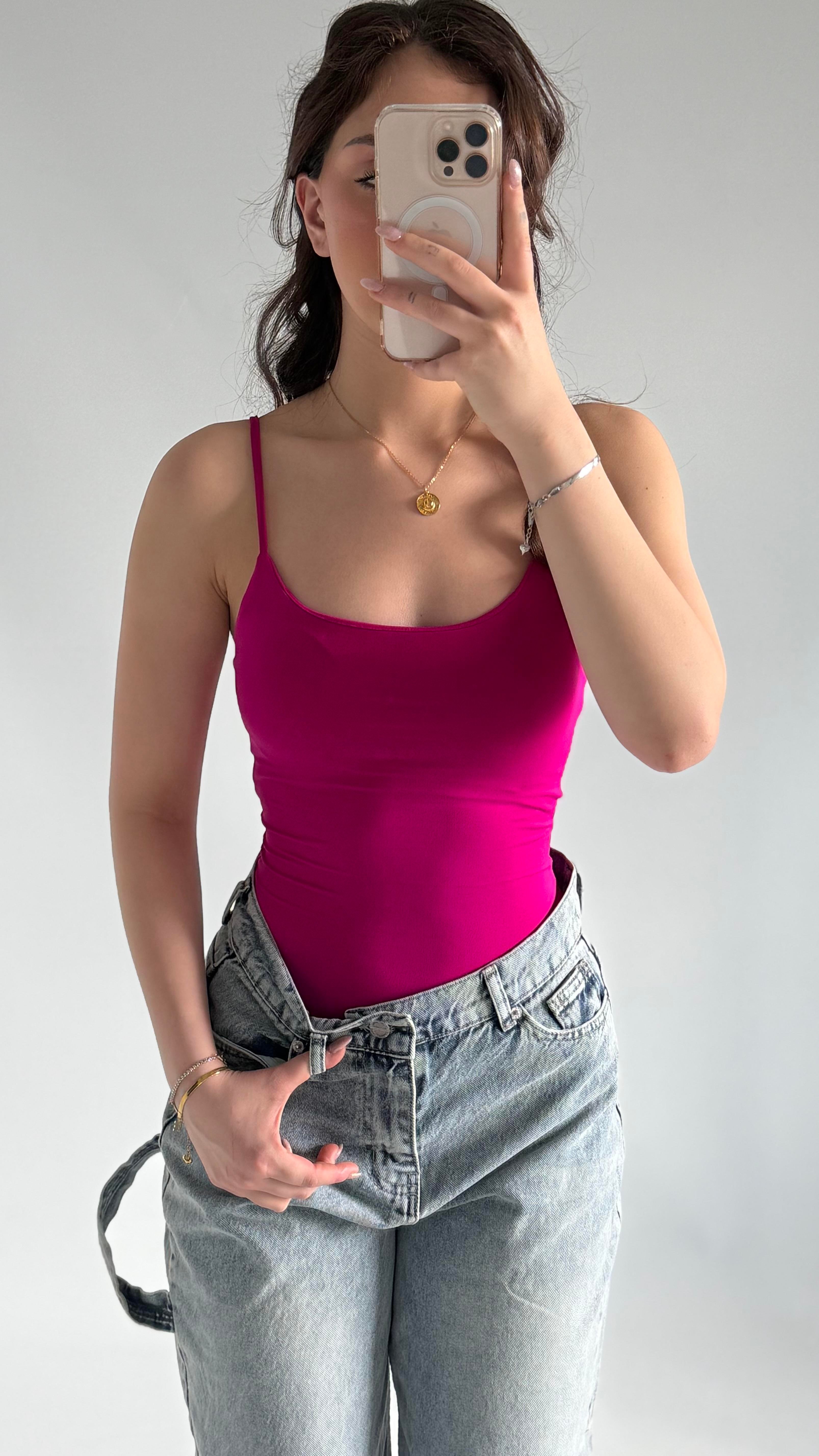 İp Askılı Bodysuit Fuşya