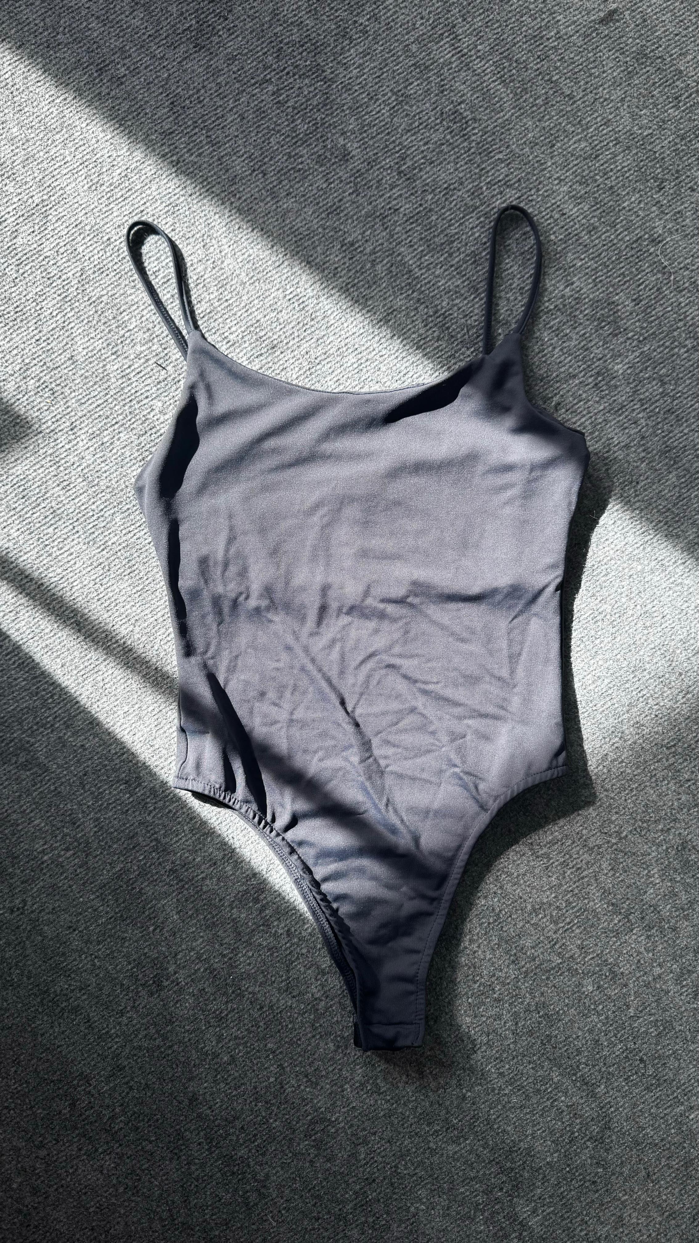 İp Askılı Bodysuit Gri