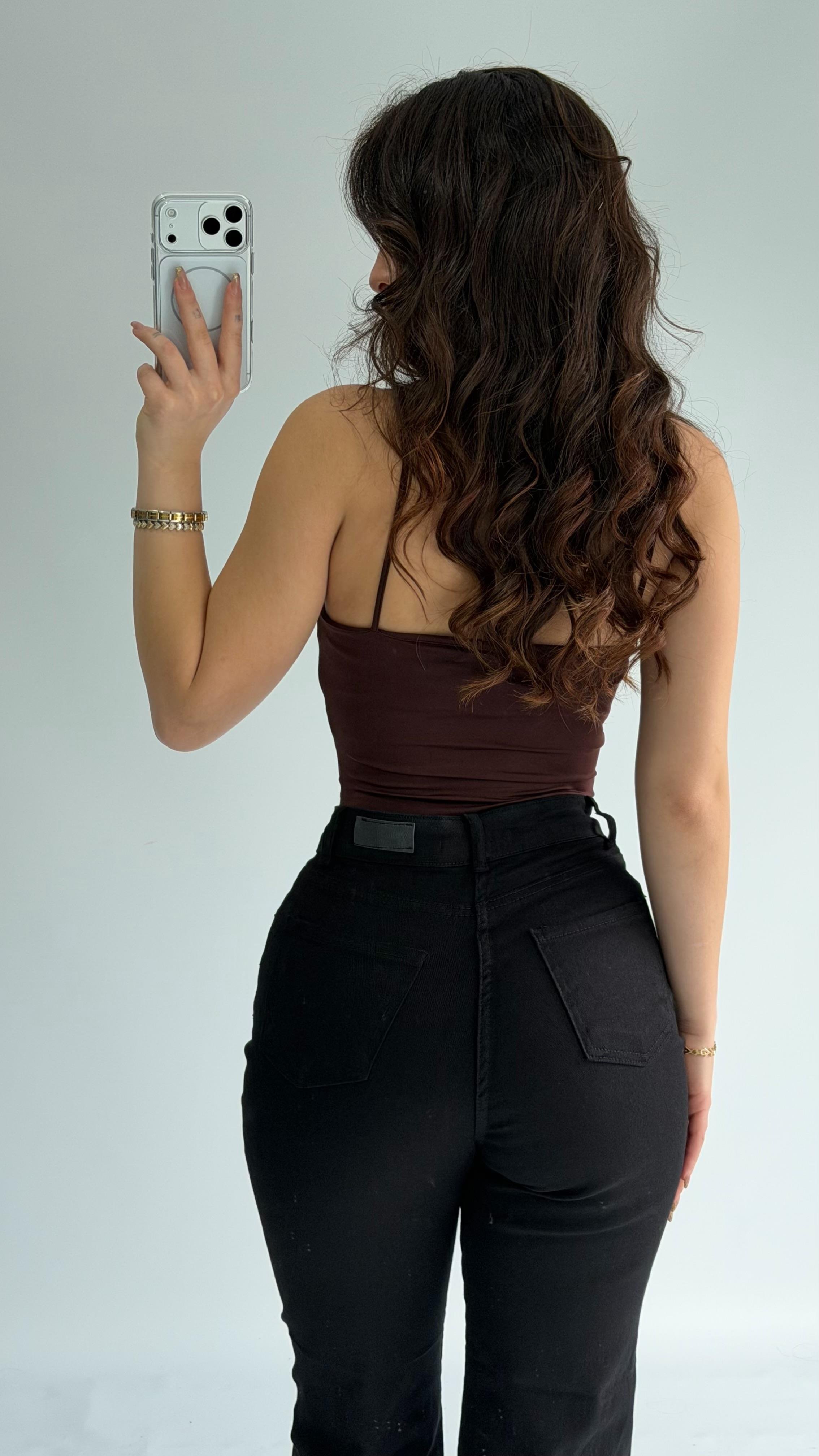 İp Askılı Bodysuit Kahverengi
