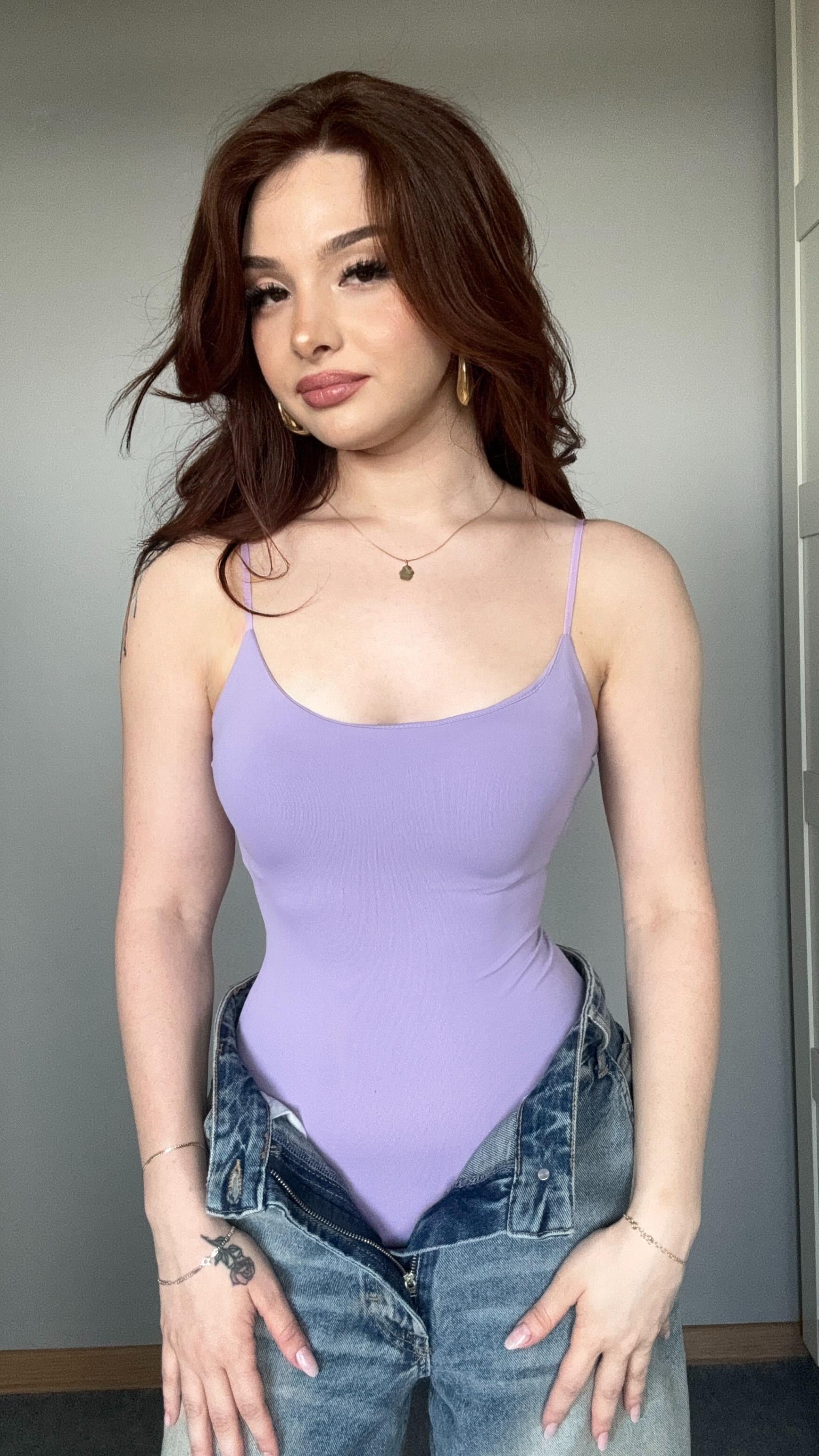 İp Askılı Bodysuit Lila
