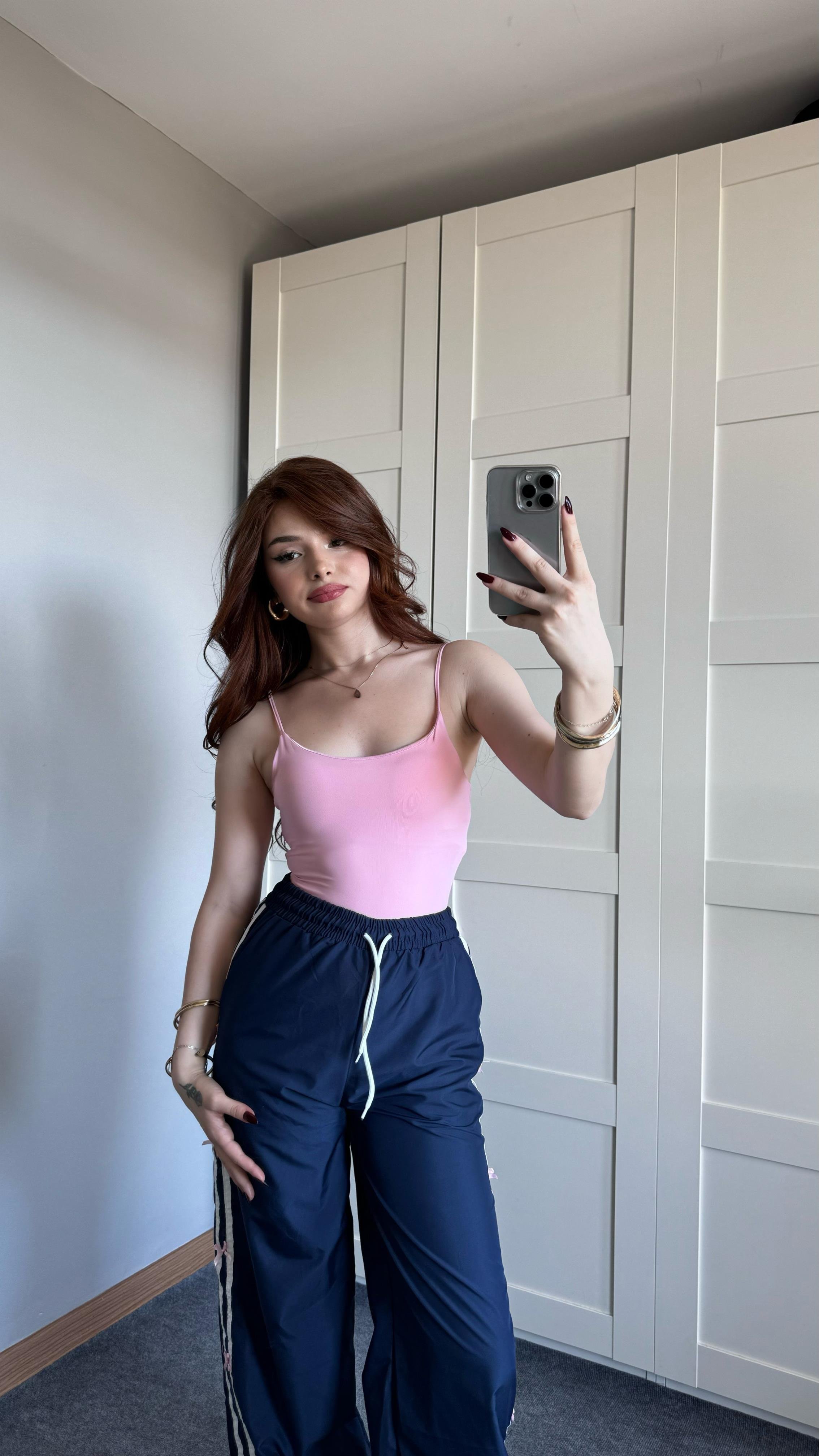 İp Askılı Bodysuit Pembe