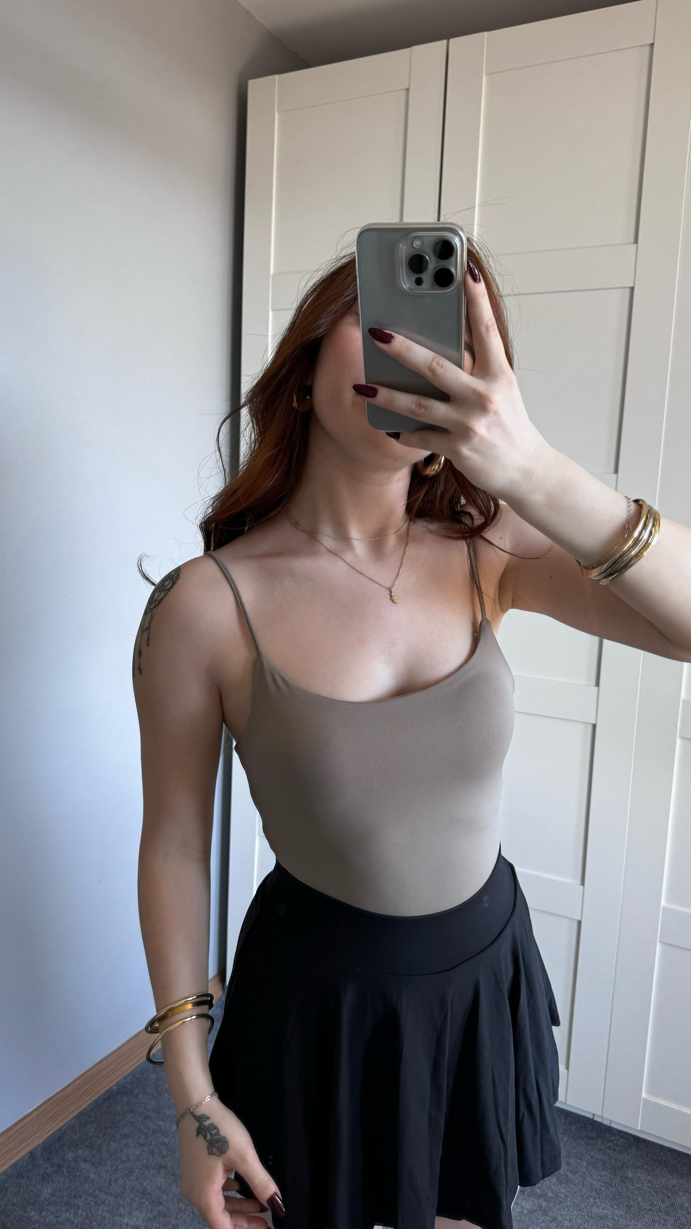 İp Askılı Bodysuit Vizon