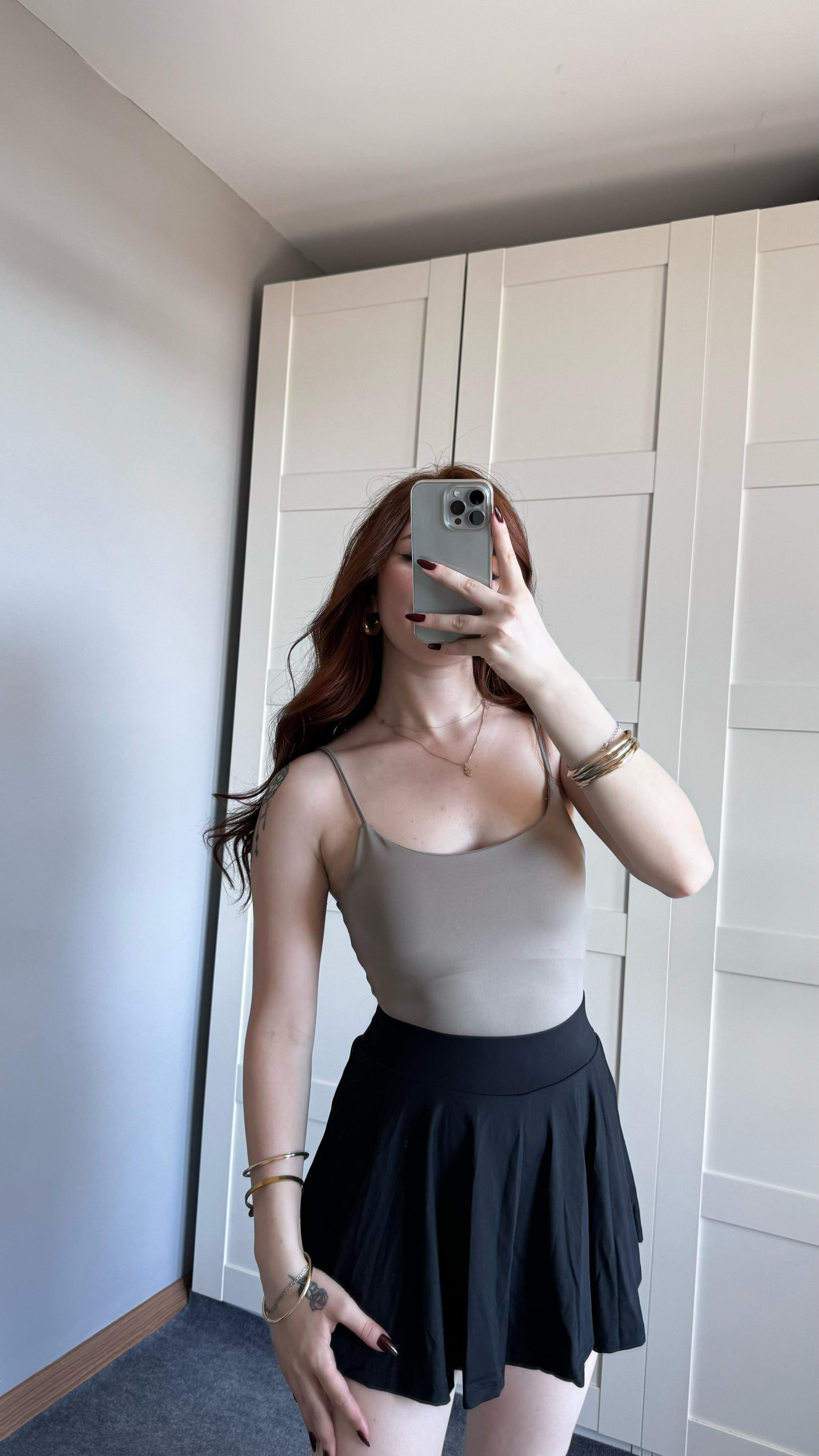 İp Askılı Bodysuit Vizon