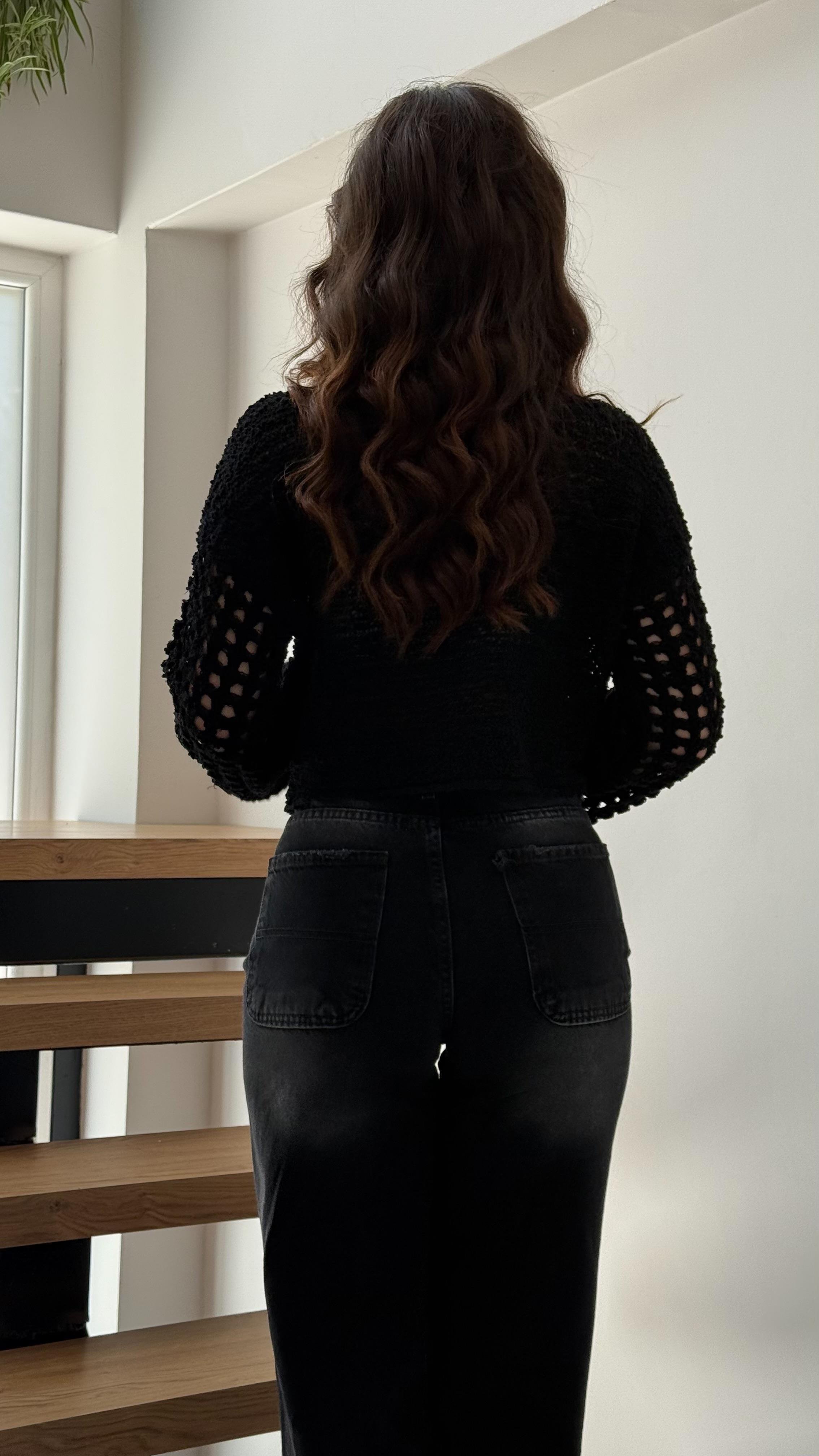 Jack Kol Delikli Triko Siyah