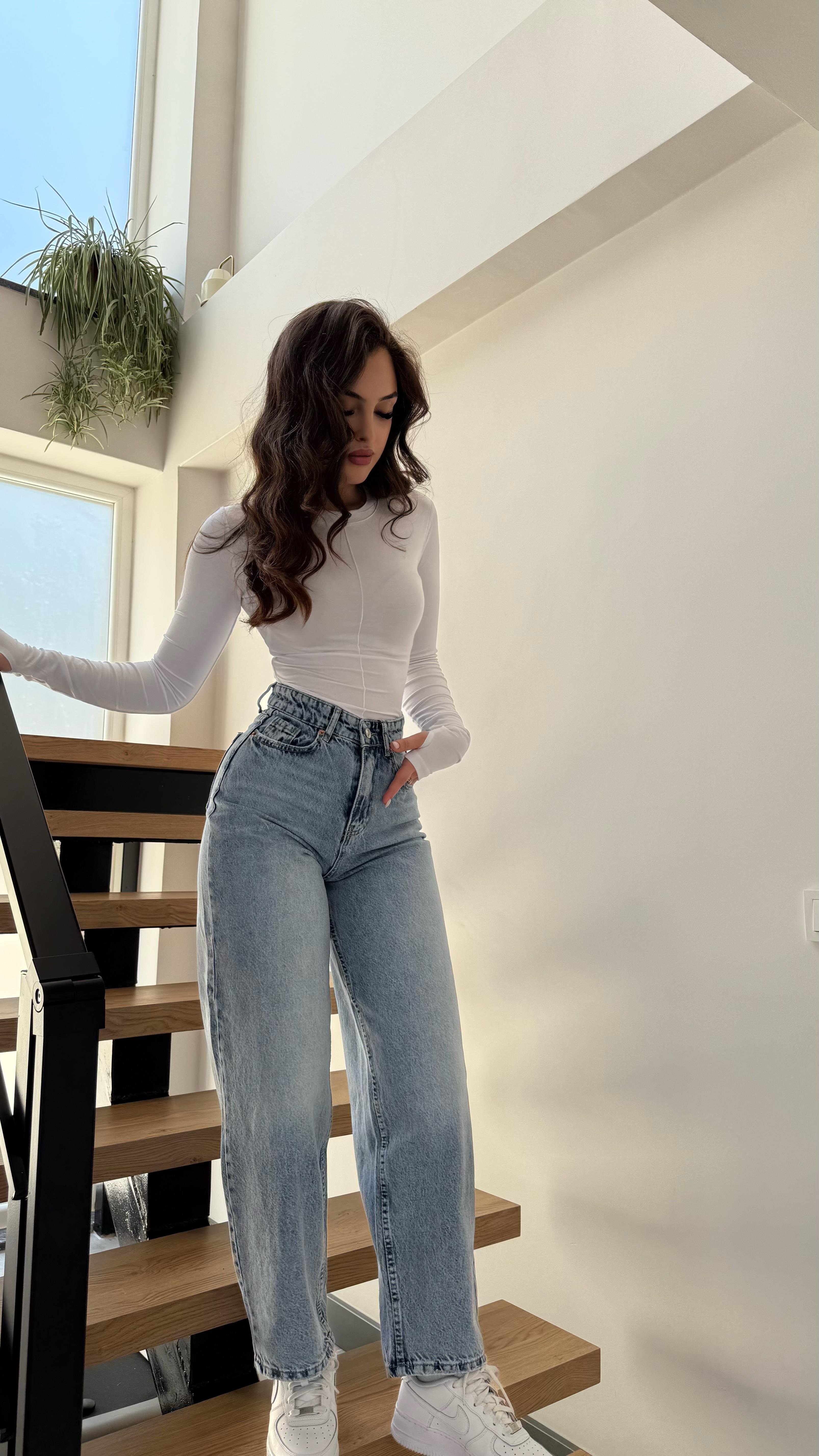 Jenner Wide Leg Jean Buz Mavisi