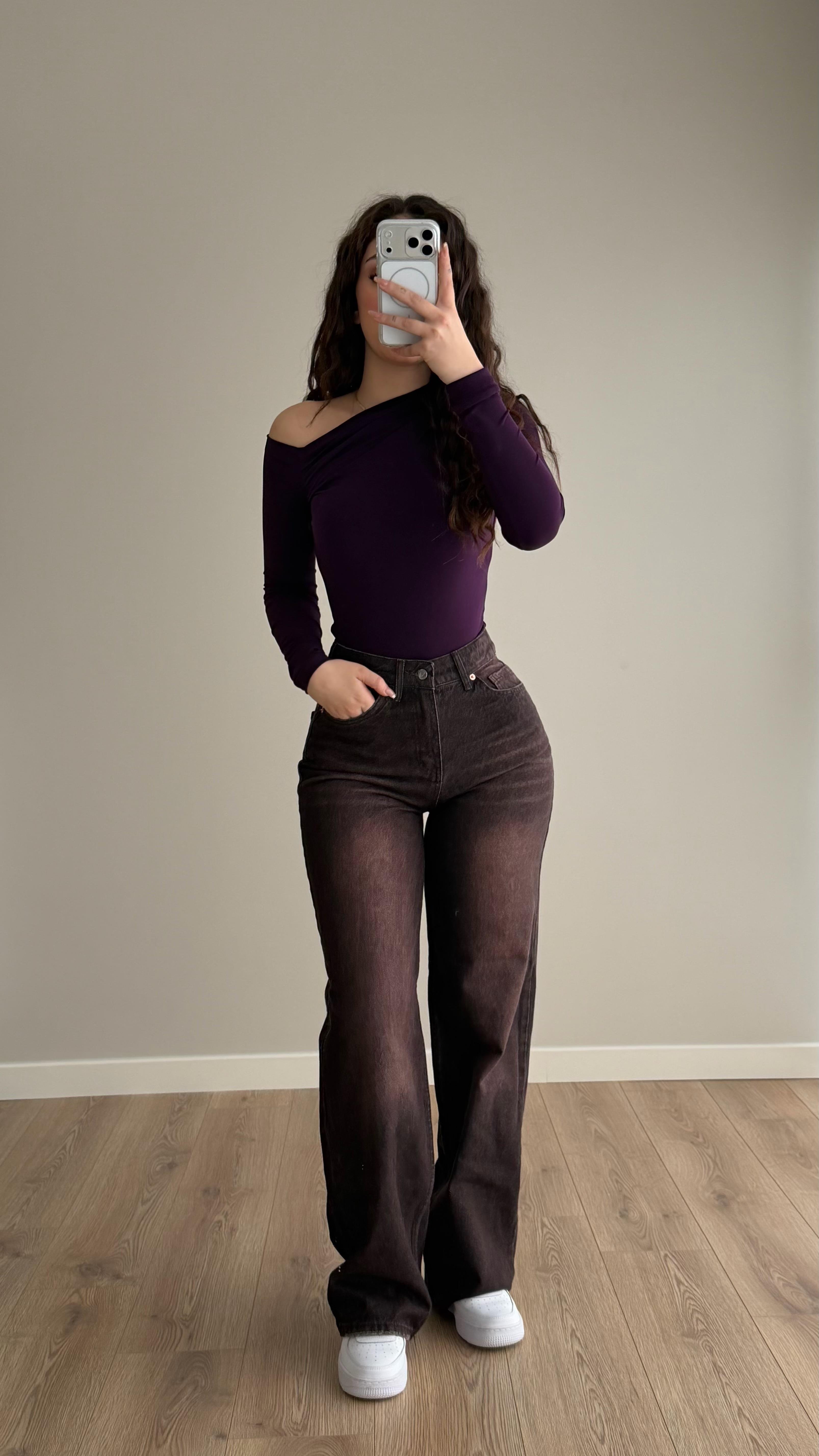 Jenner Wide Leg Jean Kahverengi 