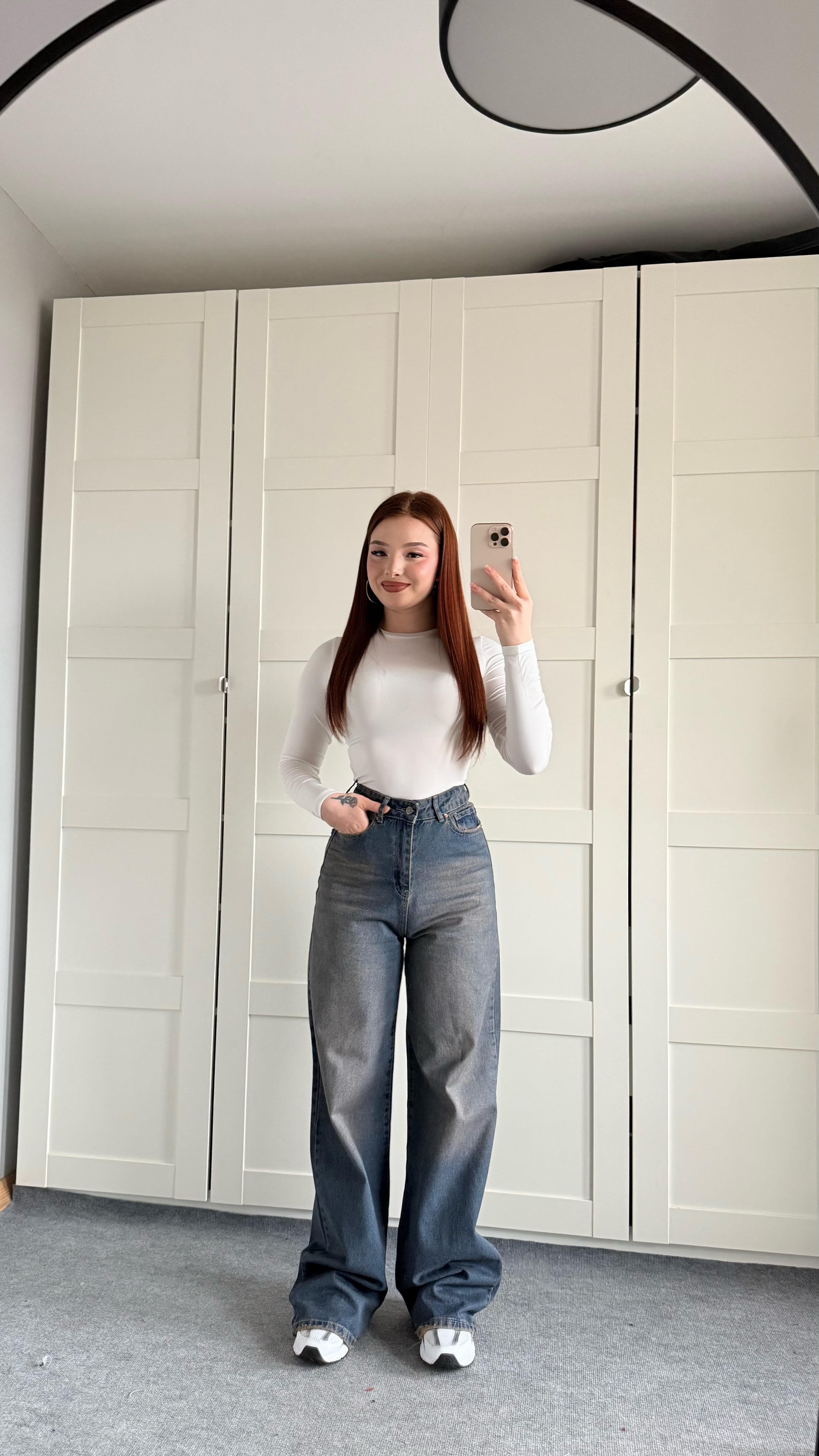 Jenner Wide Leg Jean Koyu Tintli