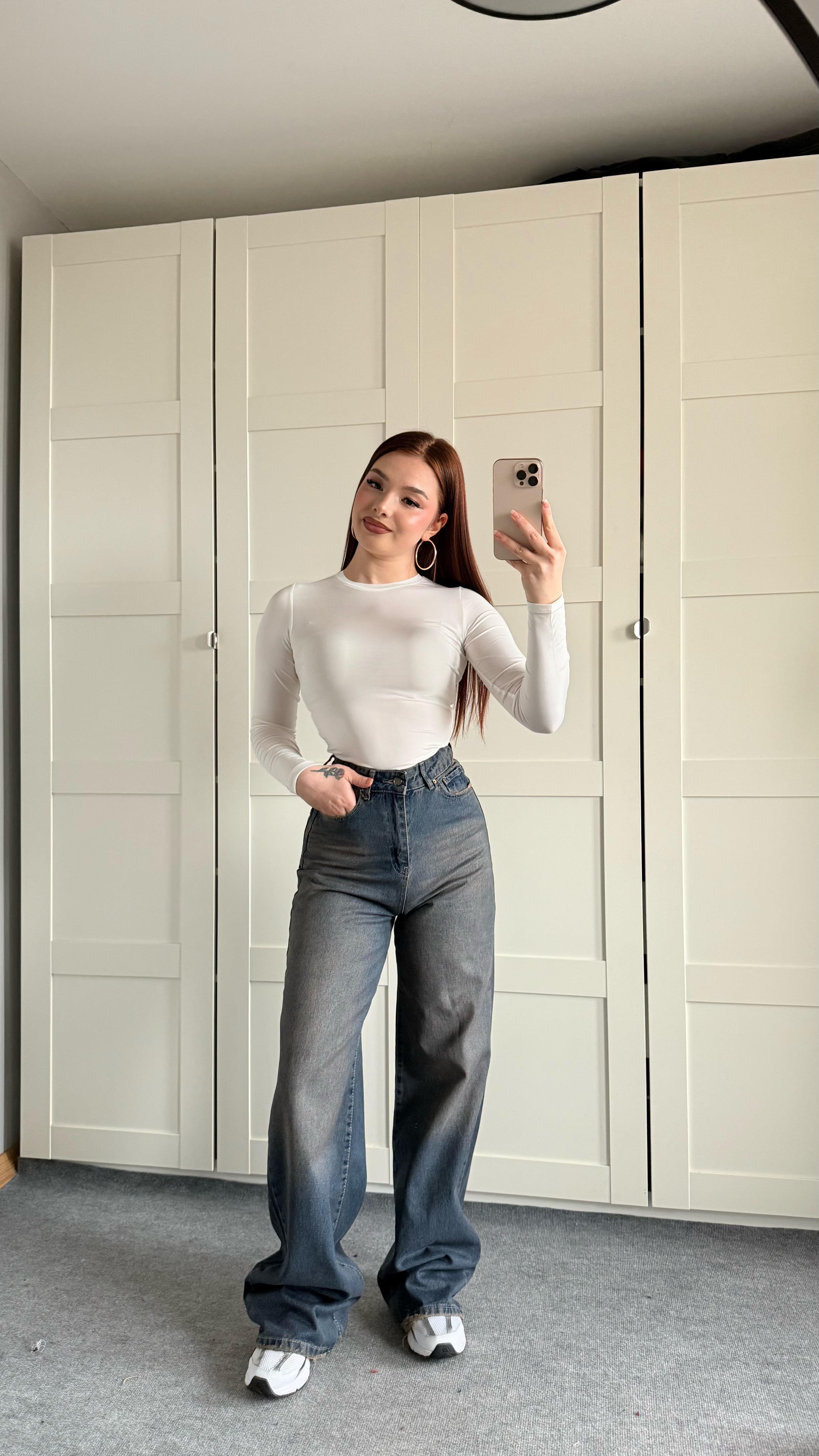 Jenner Wide Leg Jean Koyu Tintli