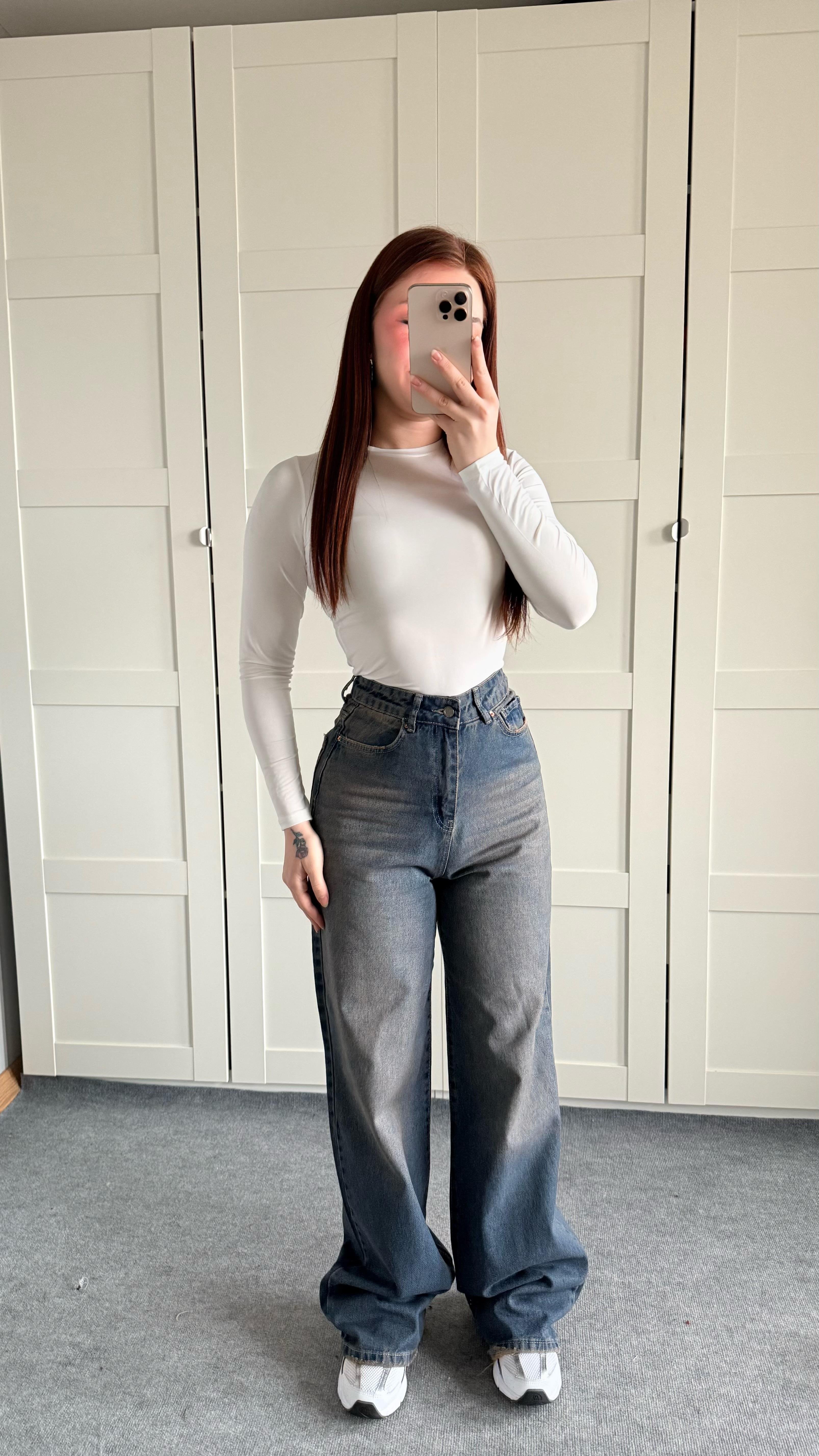 Jenner Wide Leg Jean Koyu Tintli