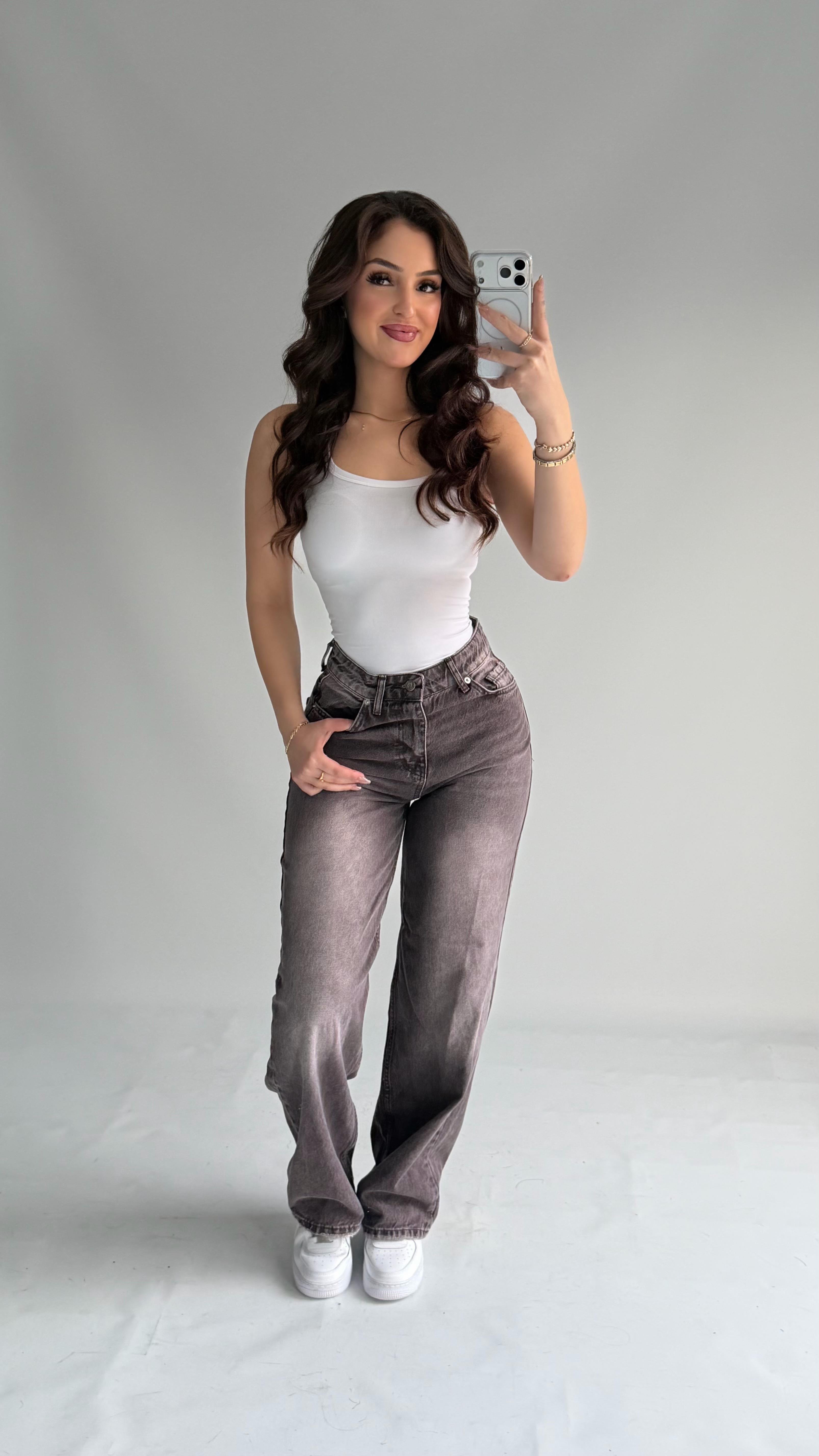 Jenner Wide Leg Jean Mor Eskitme