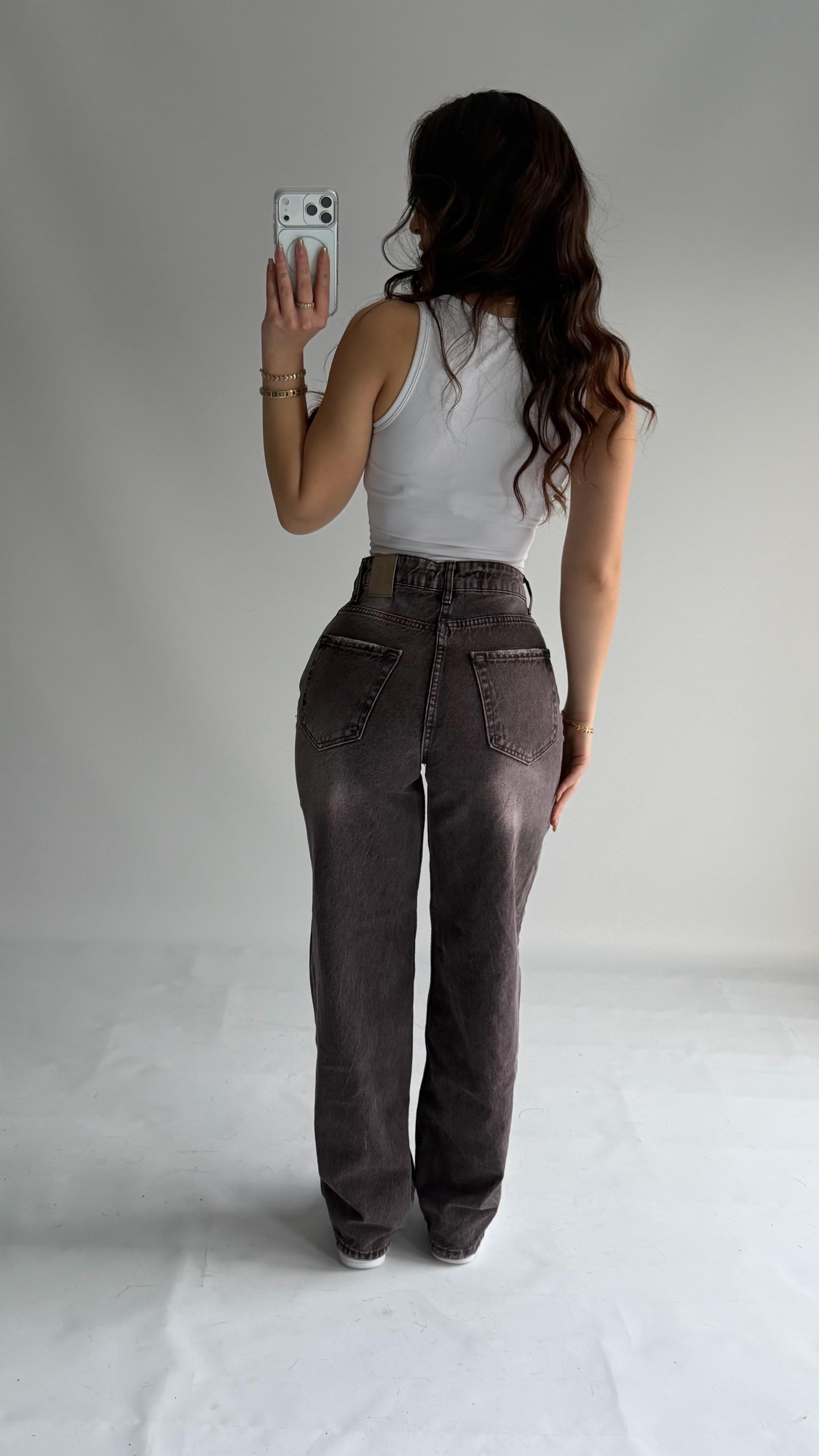 Jenner Wide Leg Jean Mor Eskitme