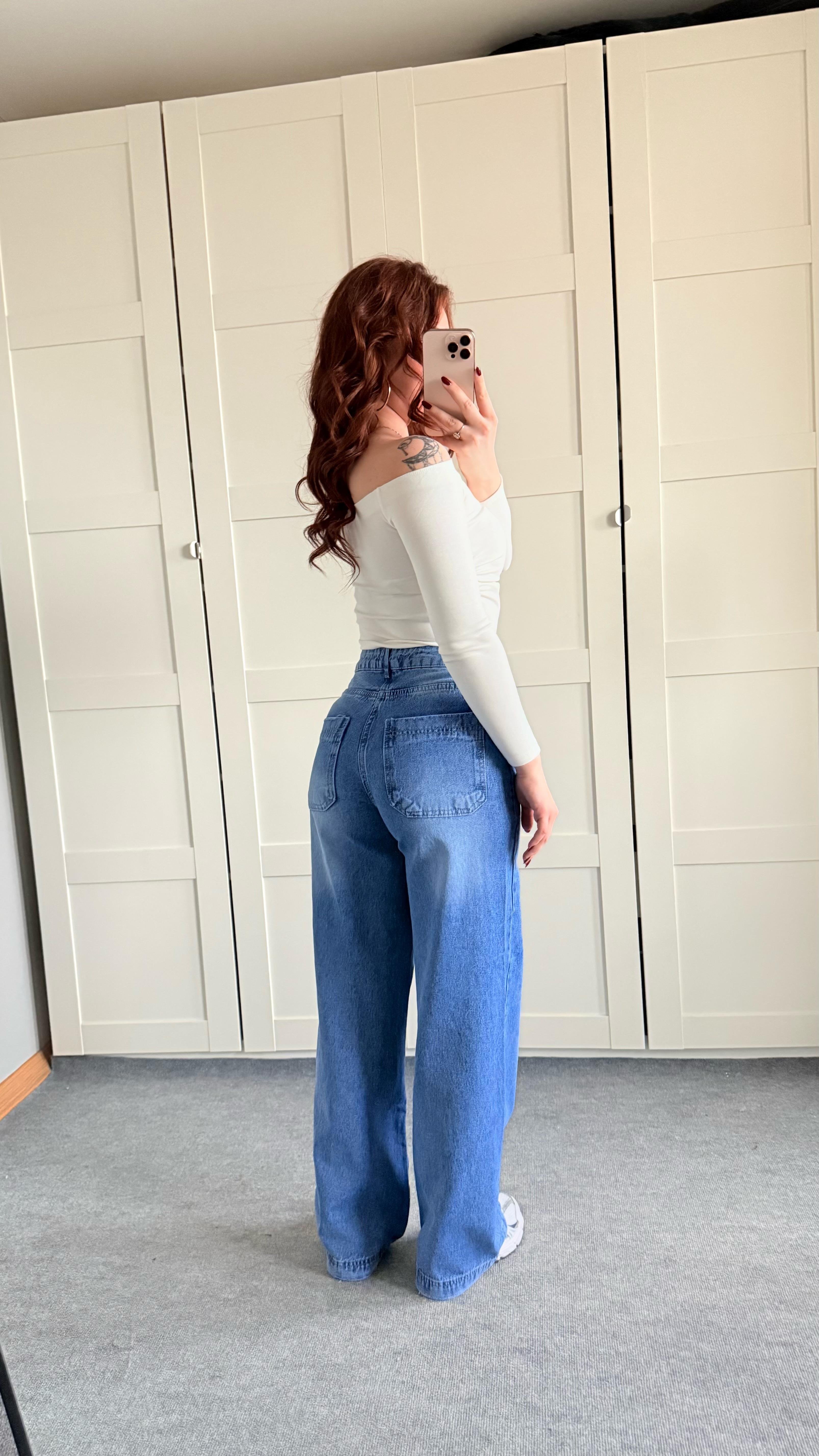 Jennifer Wide Leg Pantolon Buz Mavisi 