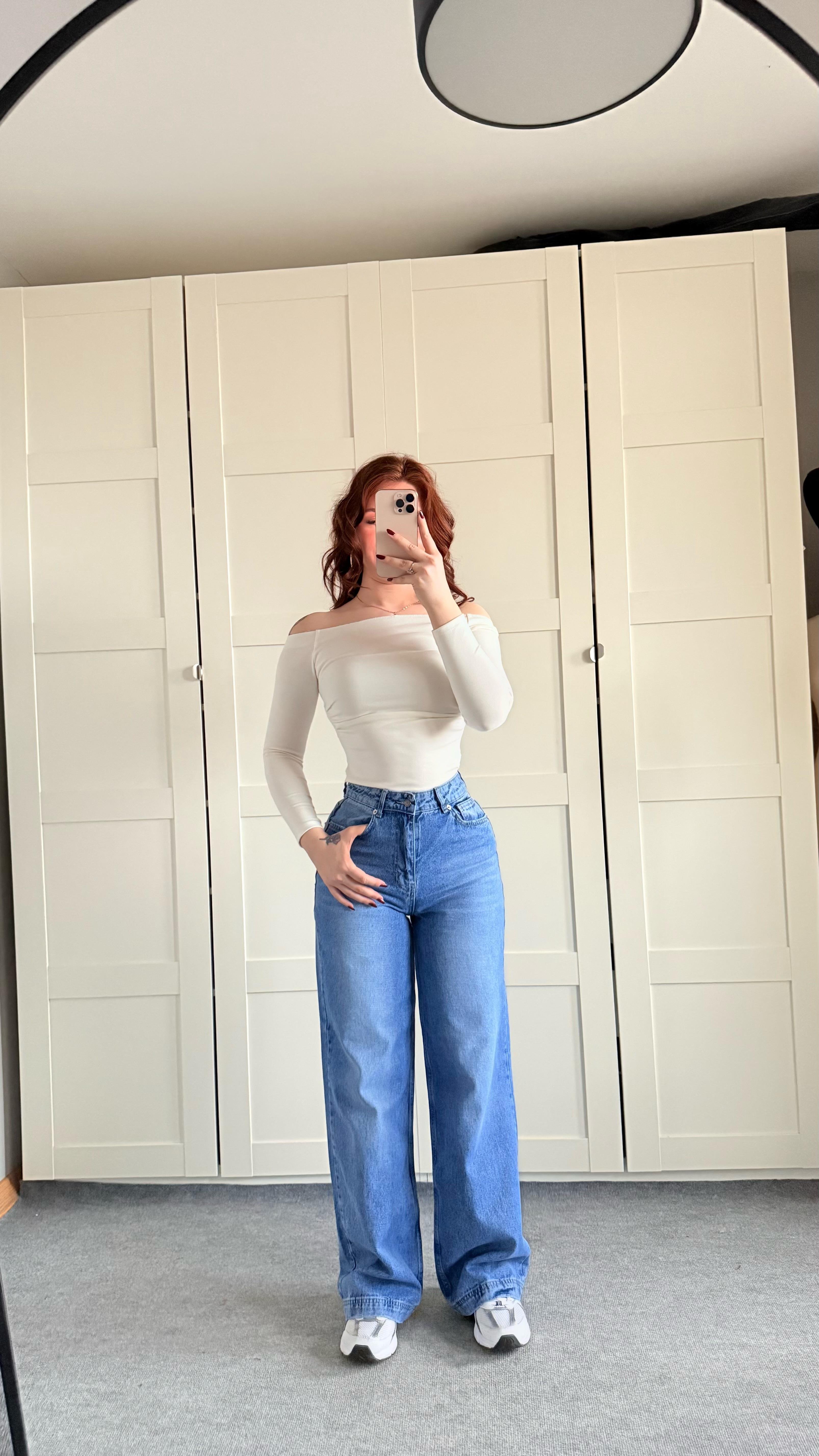 Jennifer Wide Leg Pantolon Buz Mavisi 