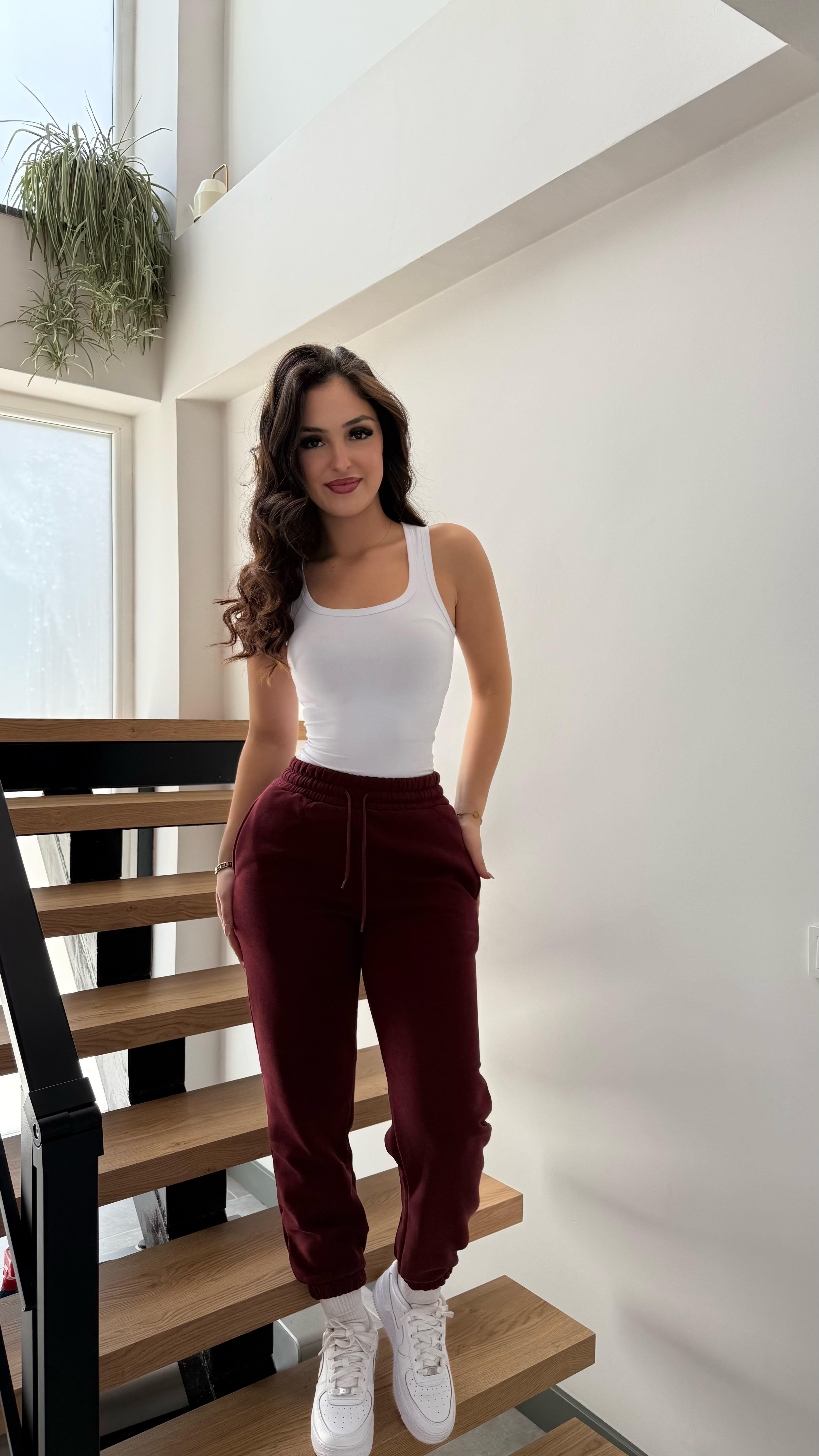 Jogger Lastikli Eşofman Bordo