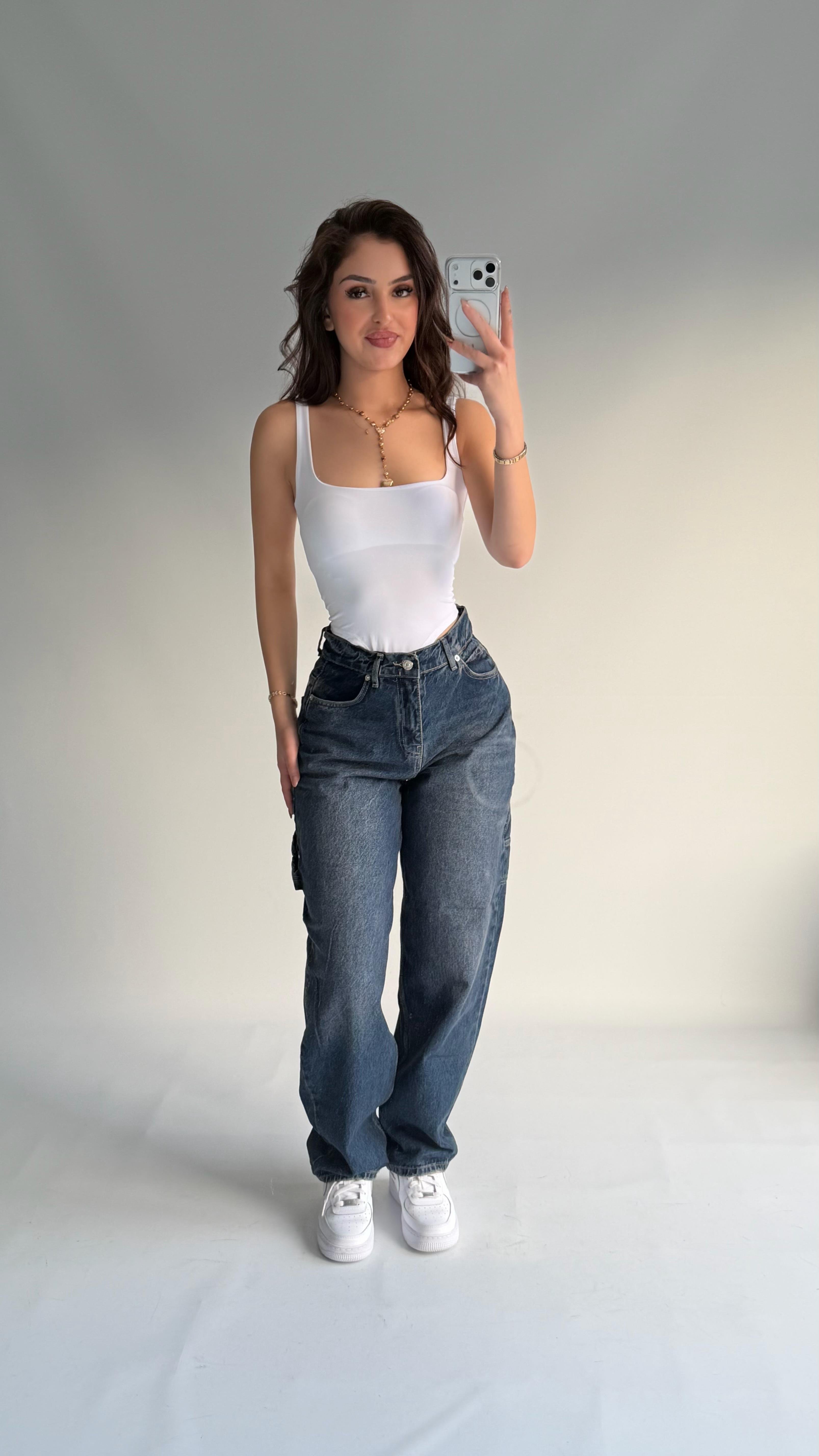 Jolie Carpenter Baggy Jean Koyu Mavi