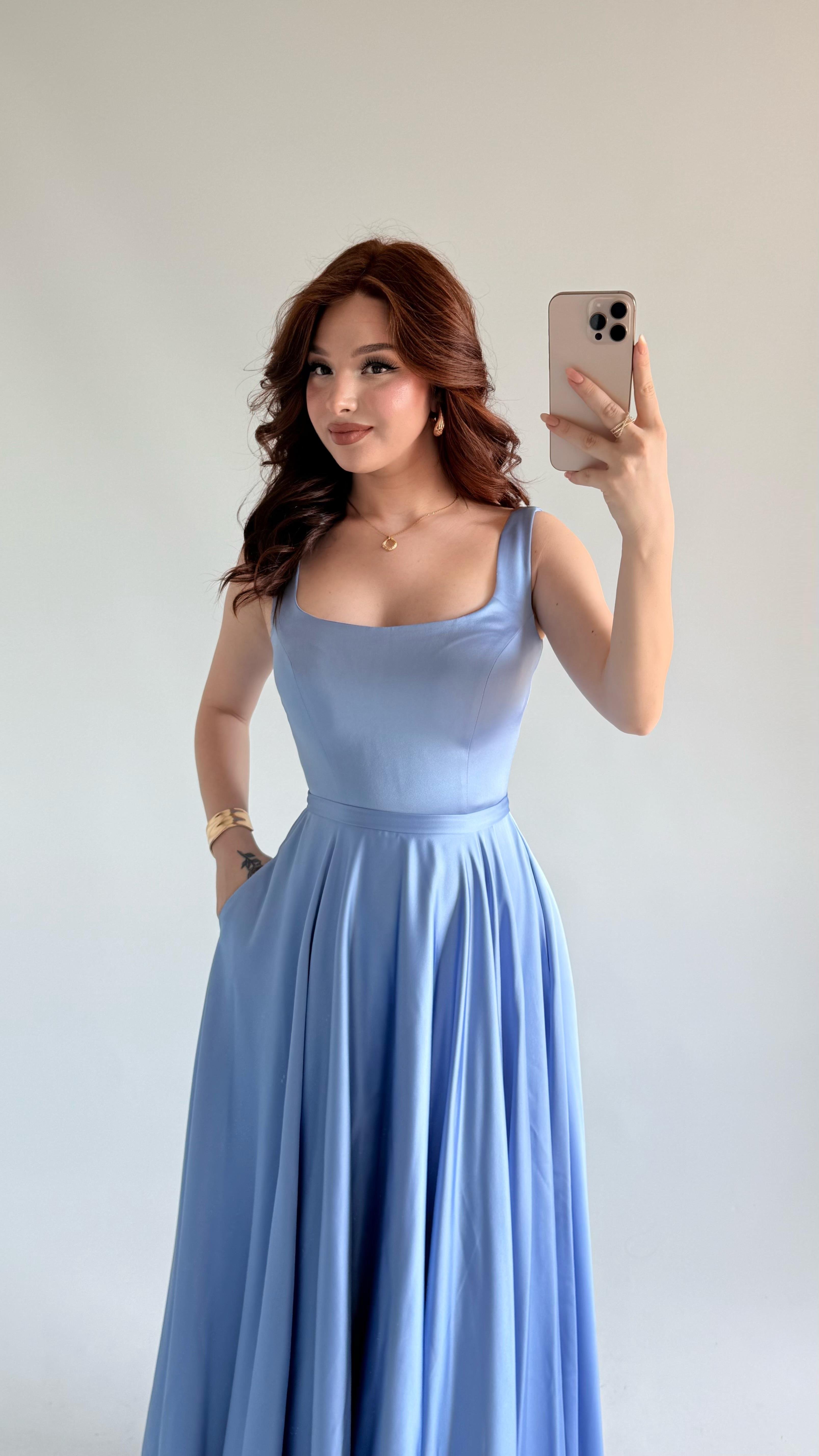 Julia Kare Yaka Saten Abiye Bebe Mavisi