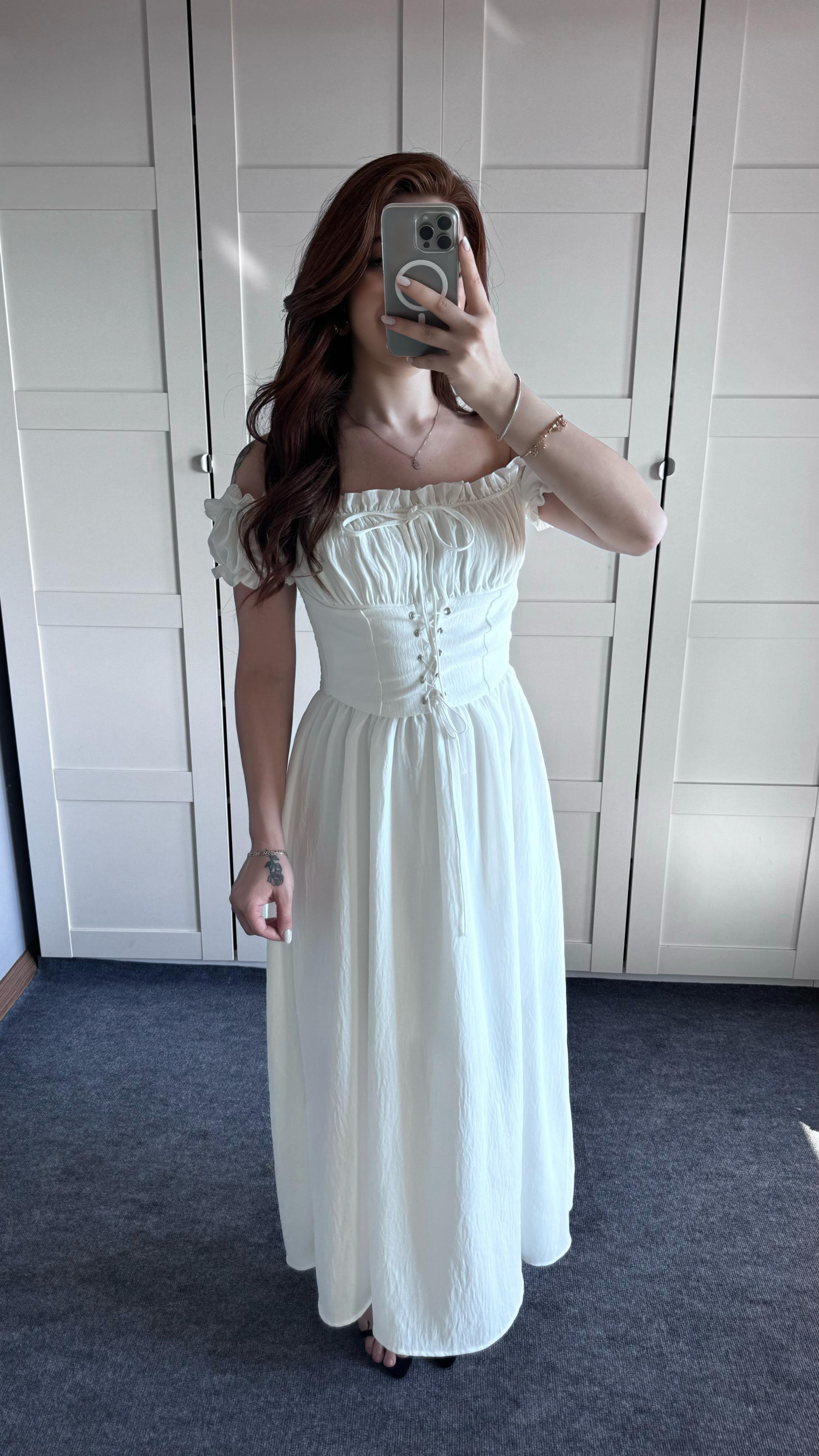 Juliet Beyaz Elbise