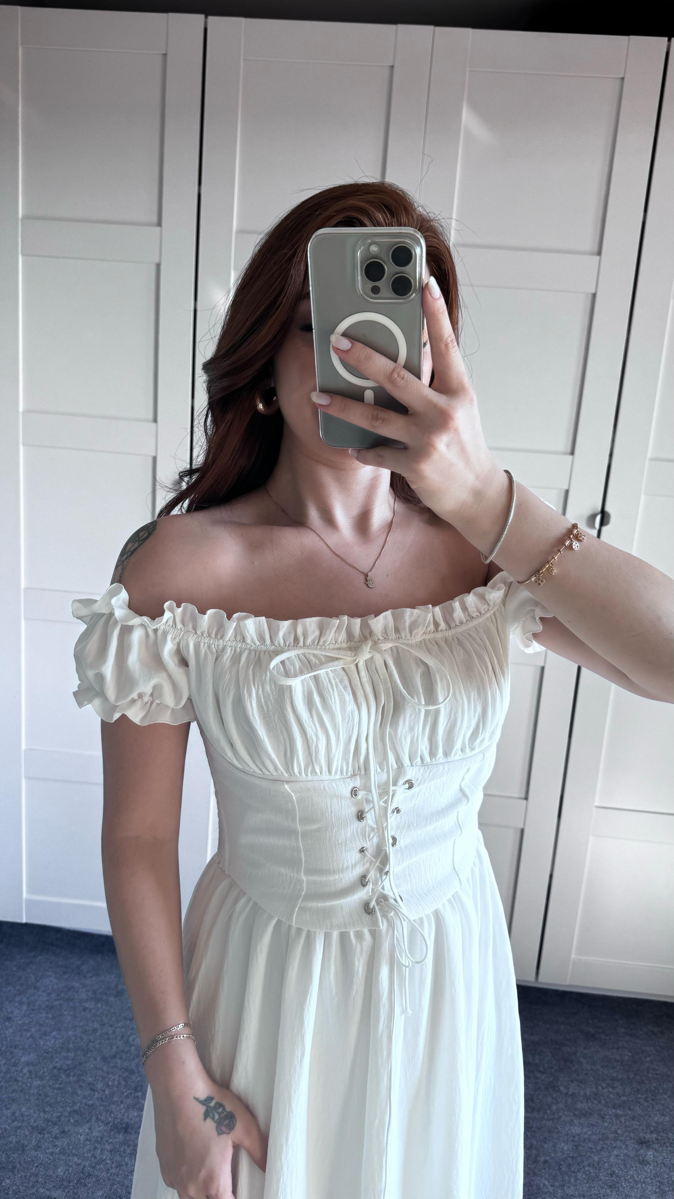 Juliet Beyaz Elbise