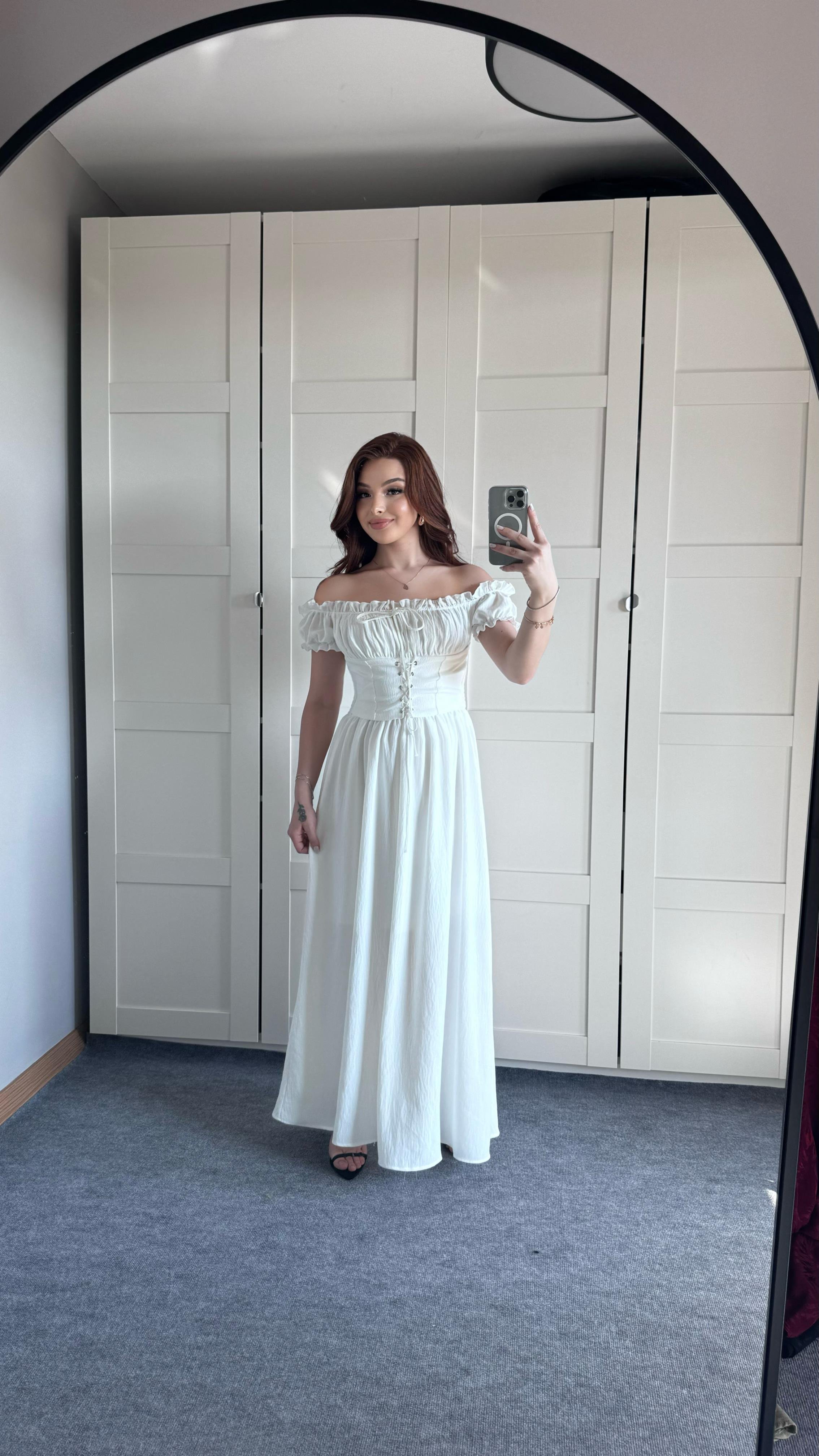 Juliet Beyaz Elbise