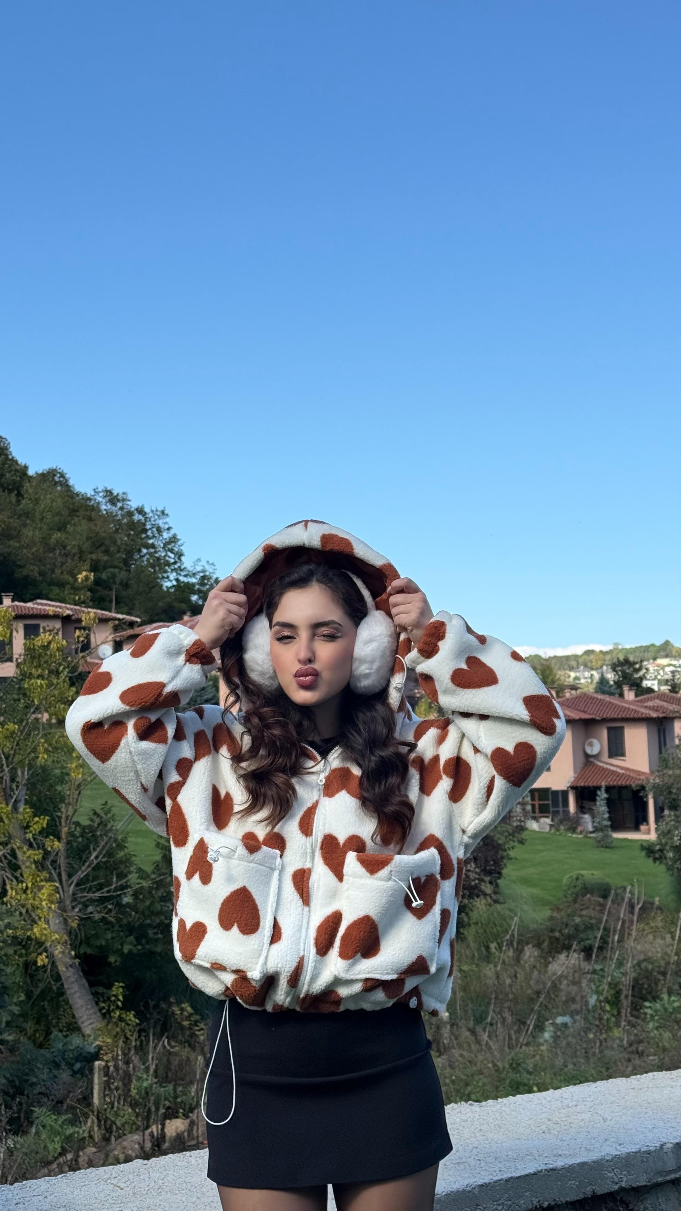 Kalpli Peluş Ceket Taba