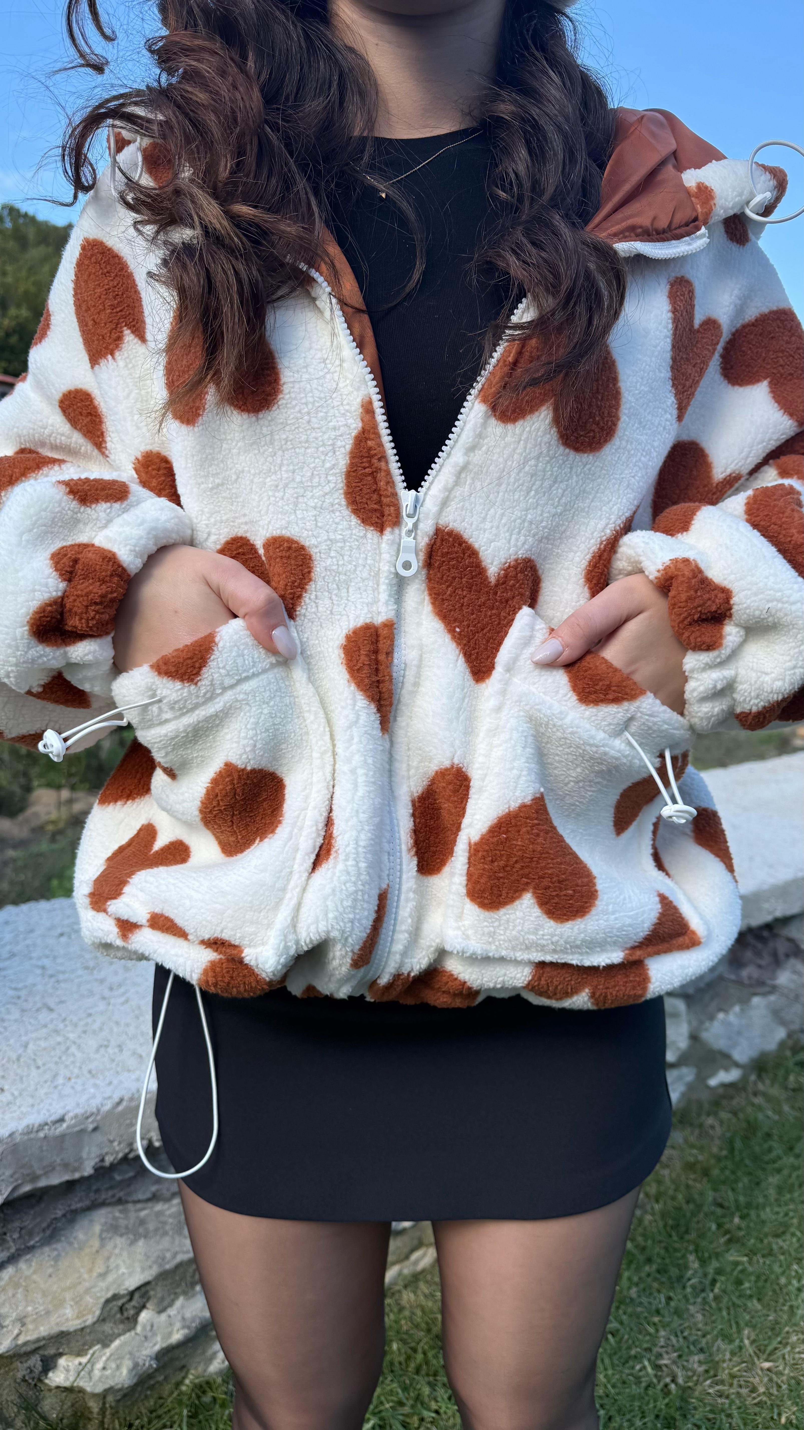 Kalpli Peluş Ceket Taba