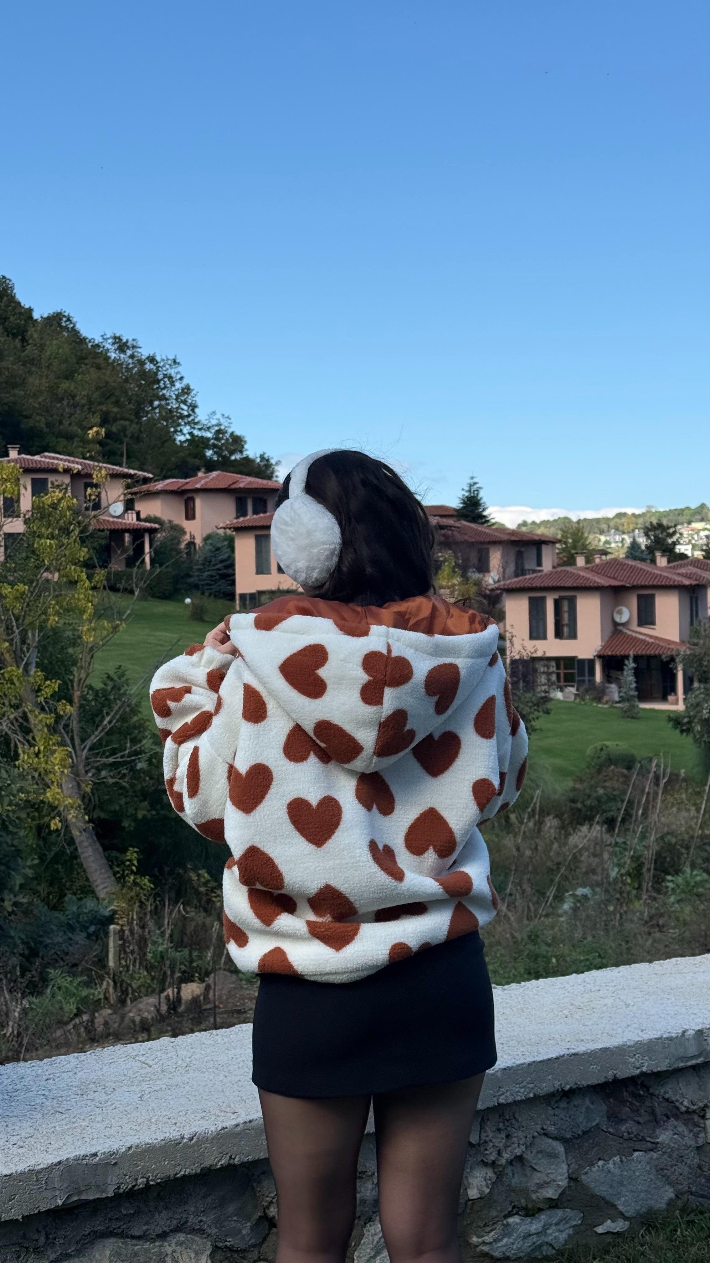 Kalpli Peluş Ceket Taba