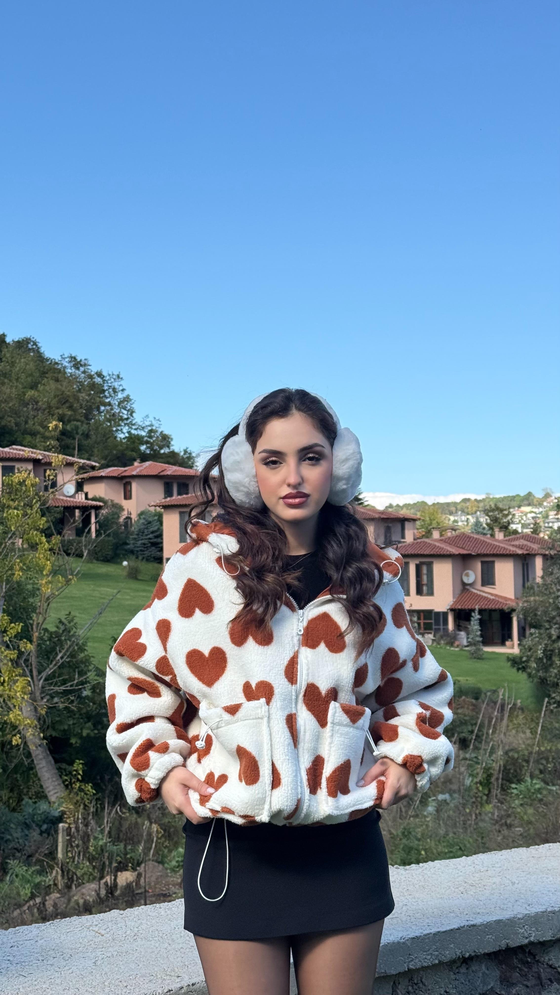 Kalpli Peluş Ceket Taba