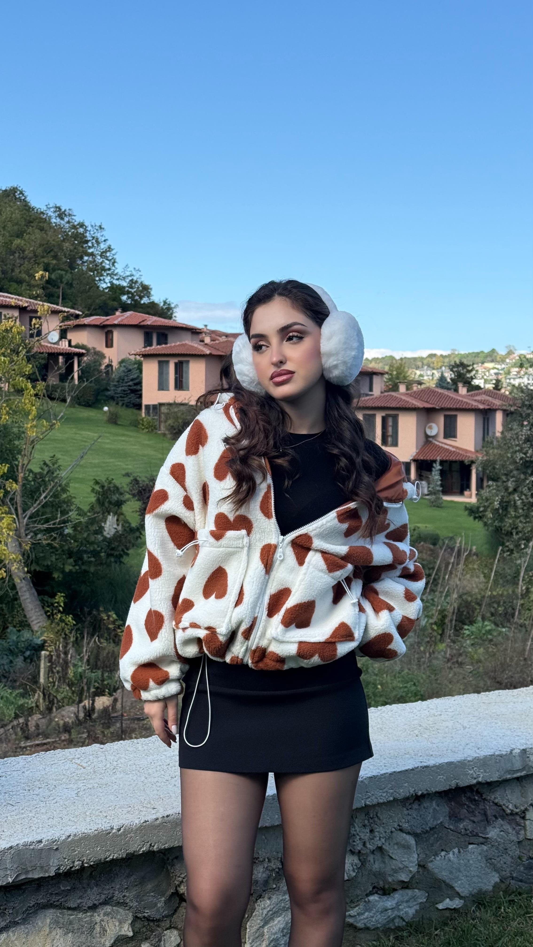 Kalpli Peluş Ceket Taba