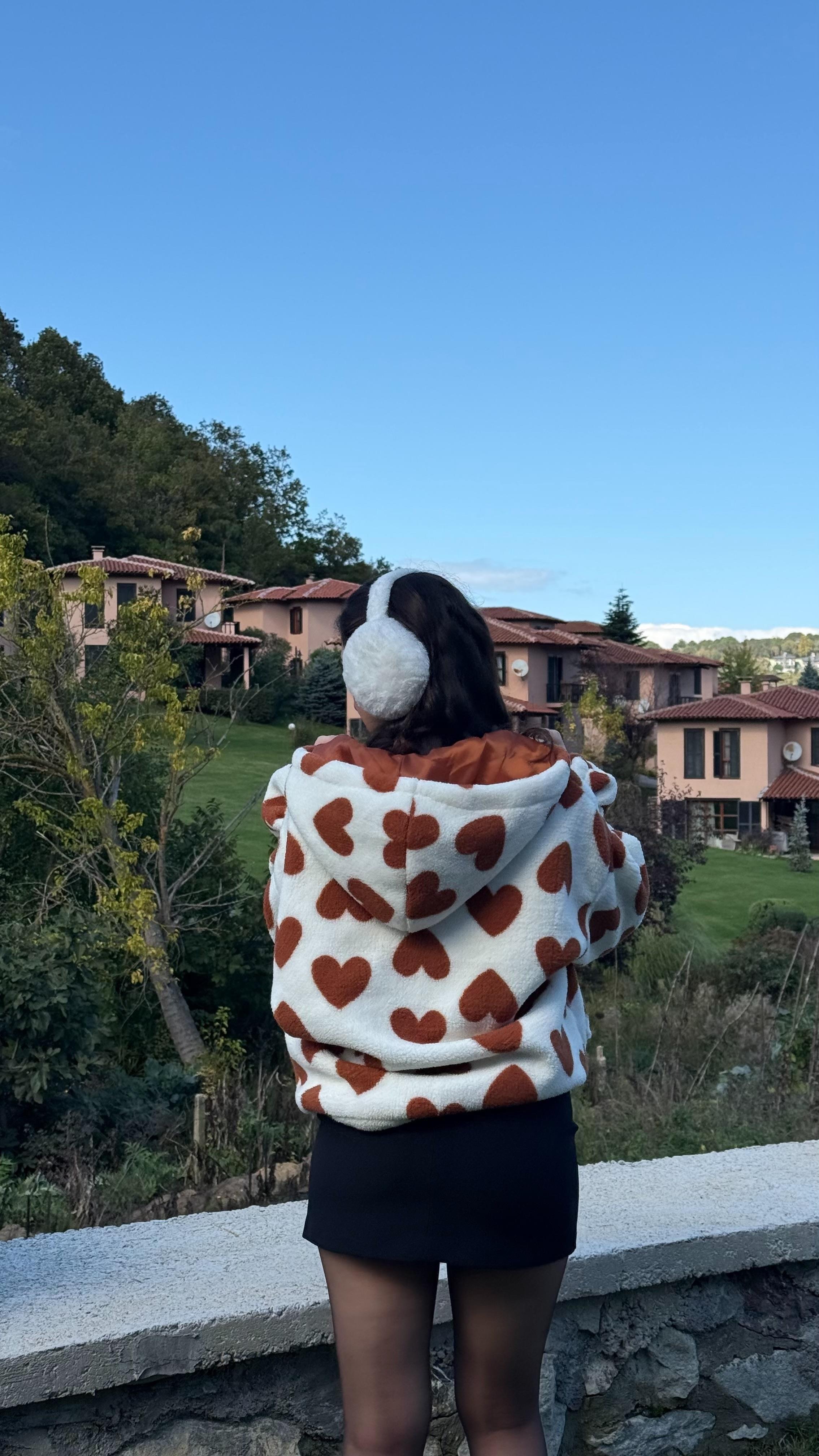 Kalpli Peluş Ceket Taba