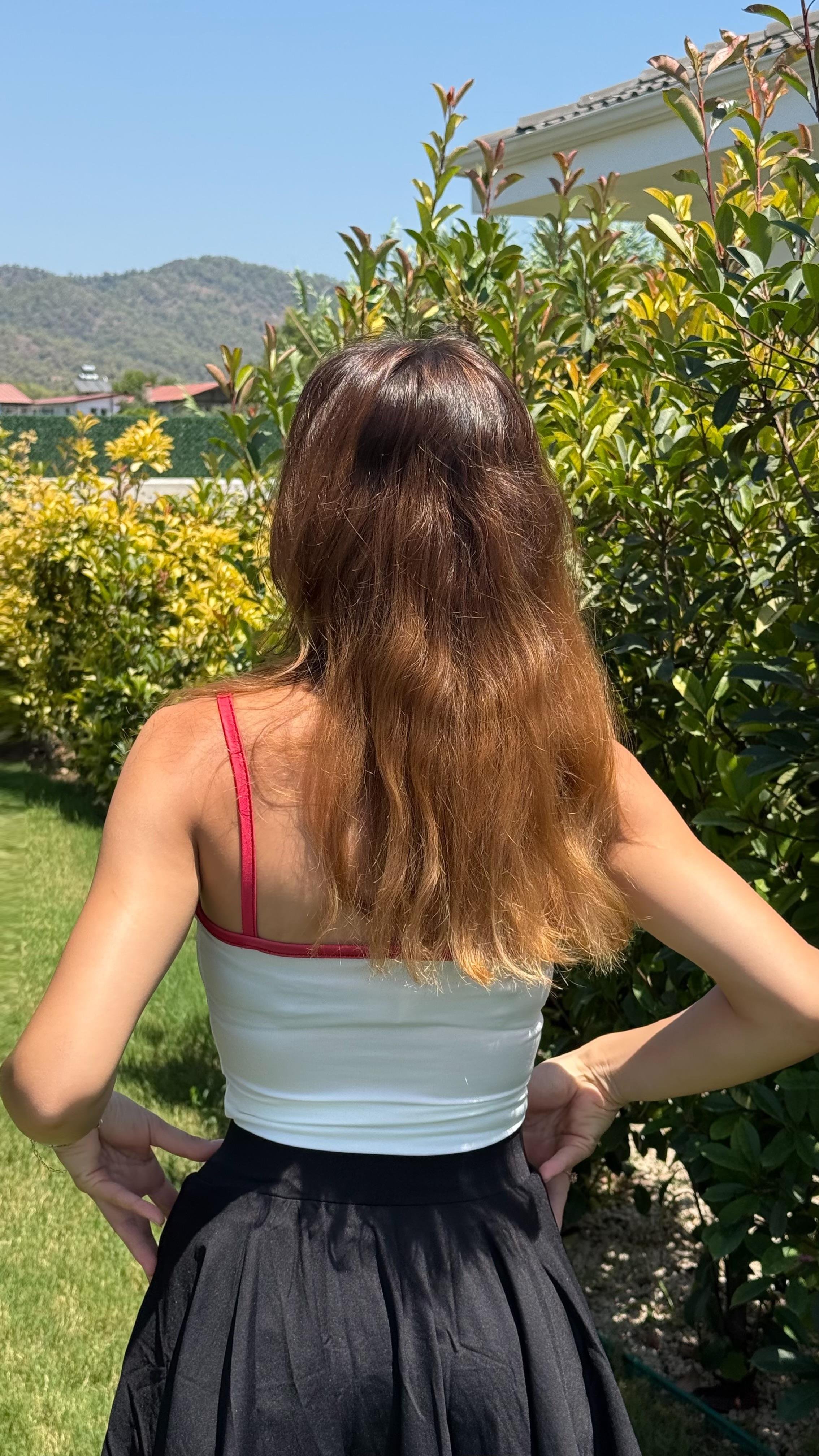 Karma İp Askılı Crop Kırmızı
