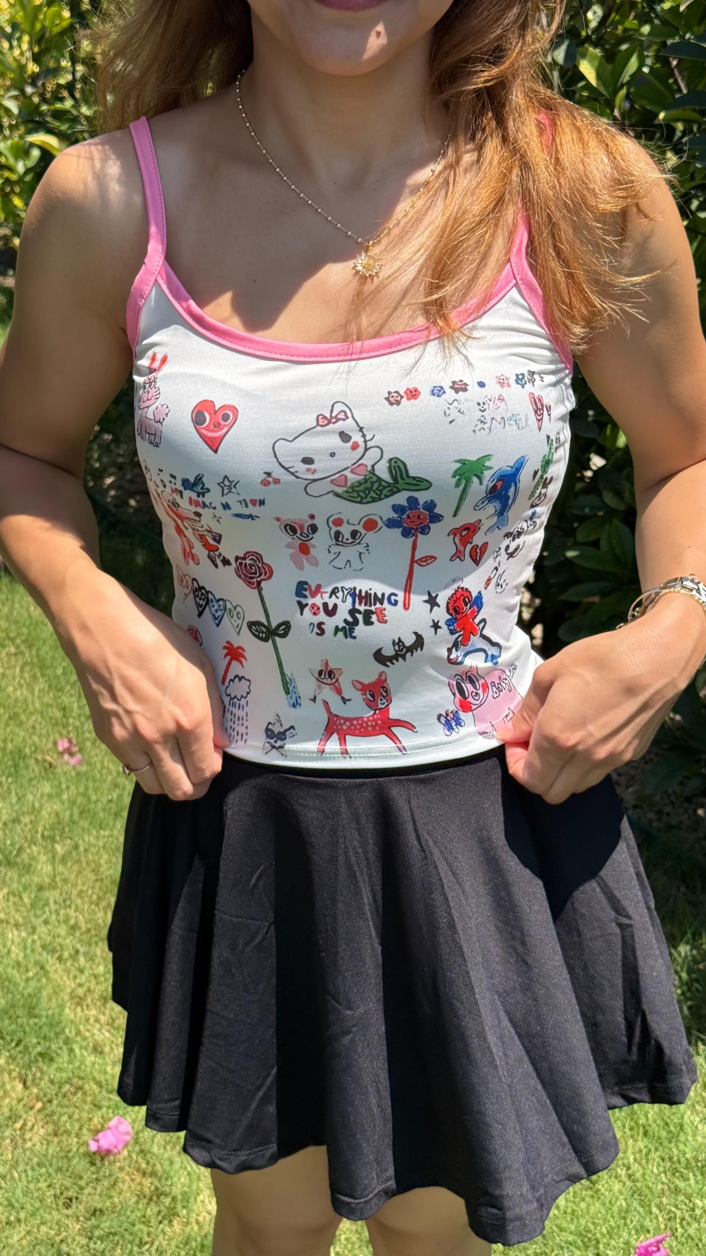 Karma İp Askılı Crop Pembe