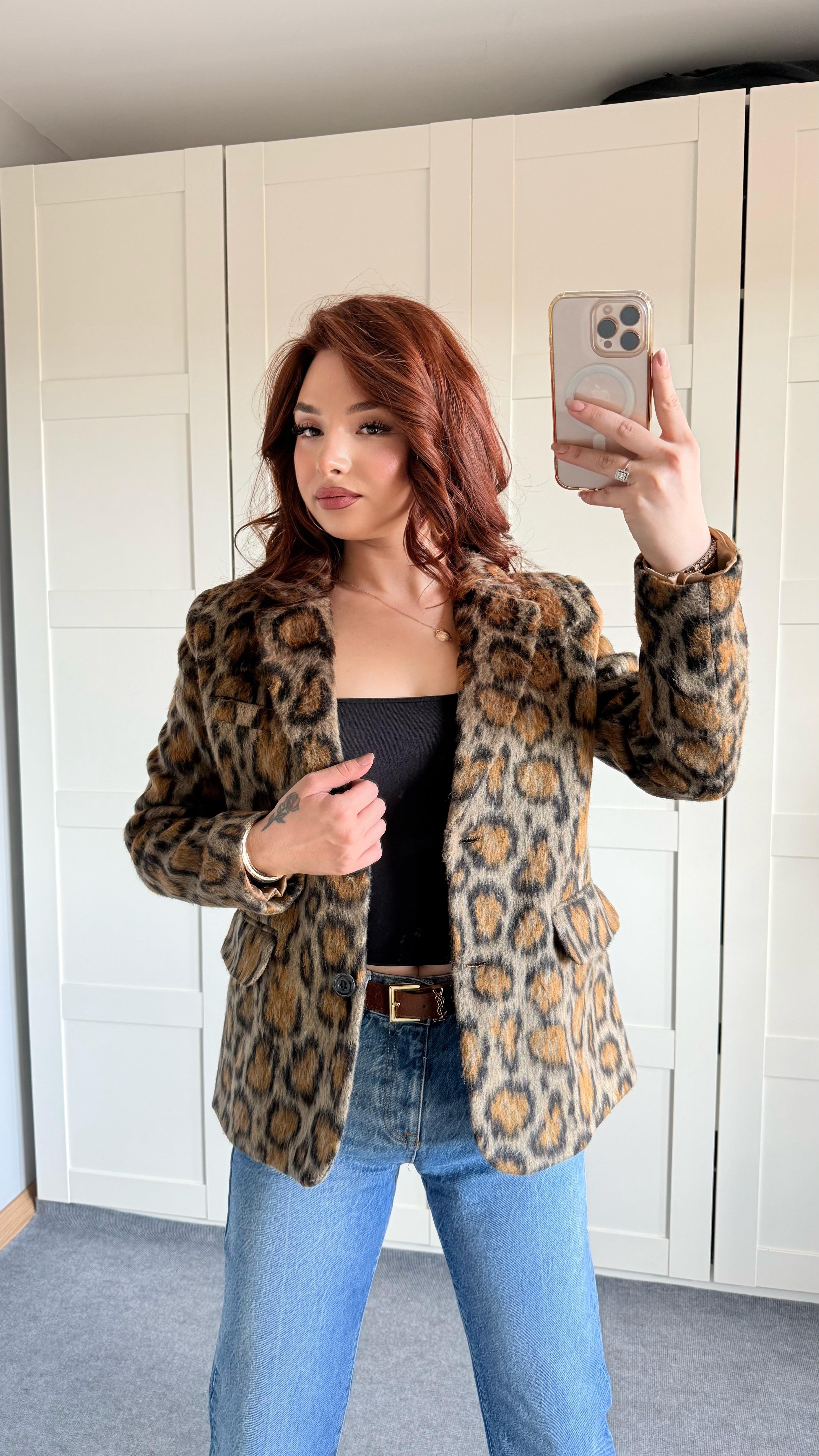 Kaşe Leopar Ceket