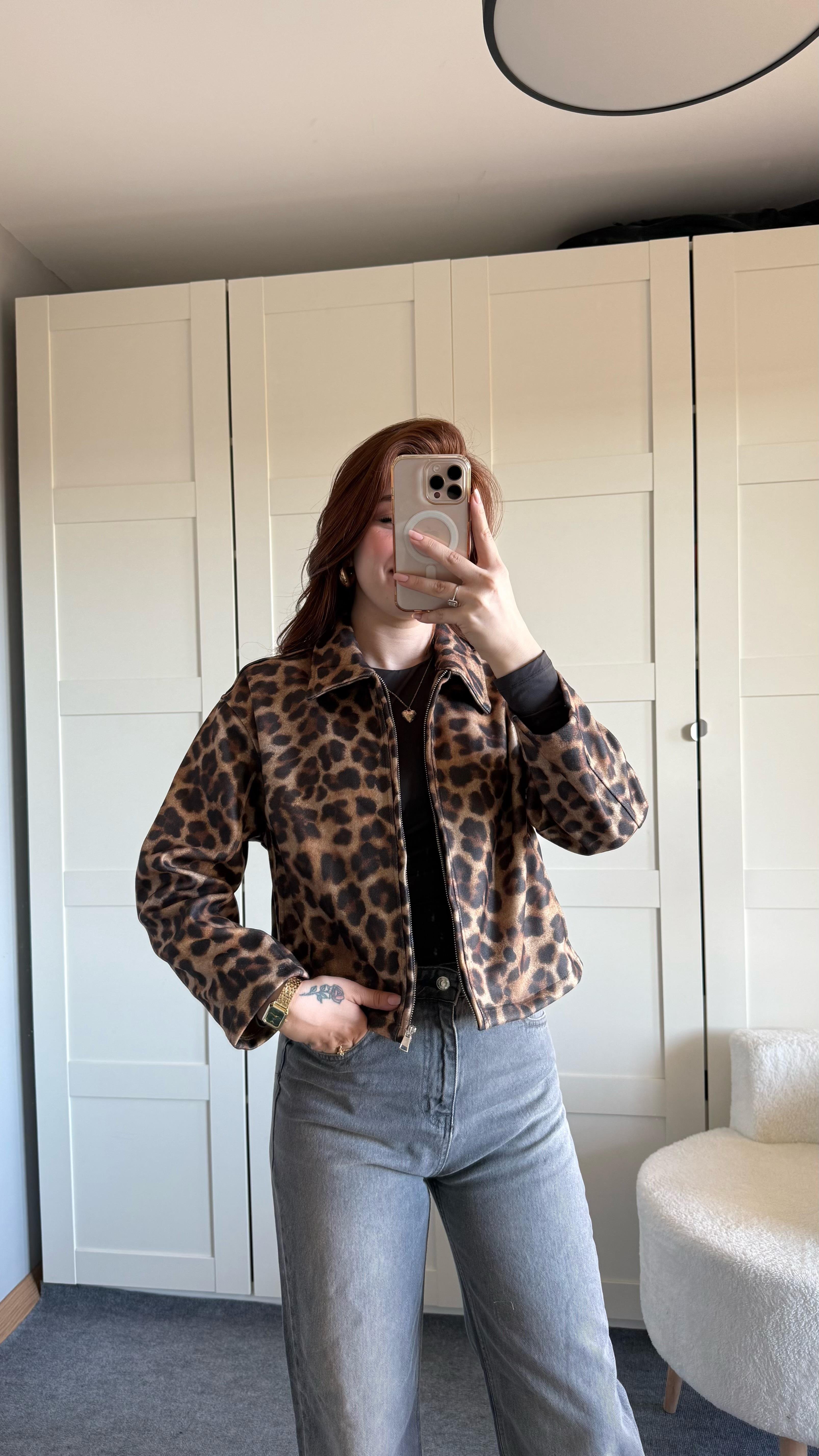 Kaşe Reguler Ceket Leopar