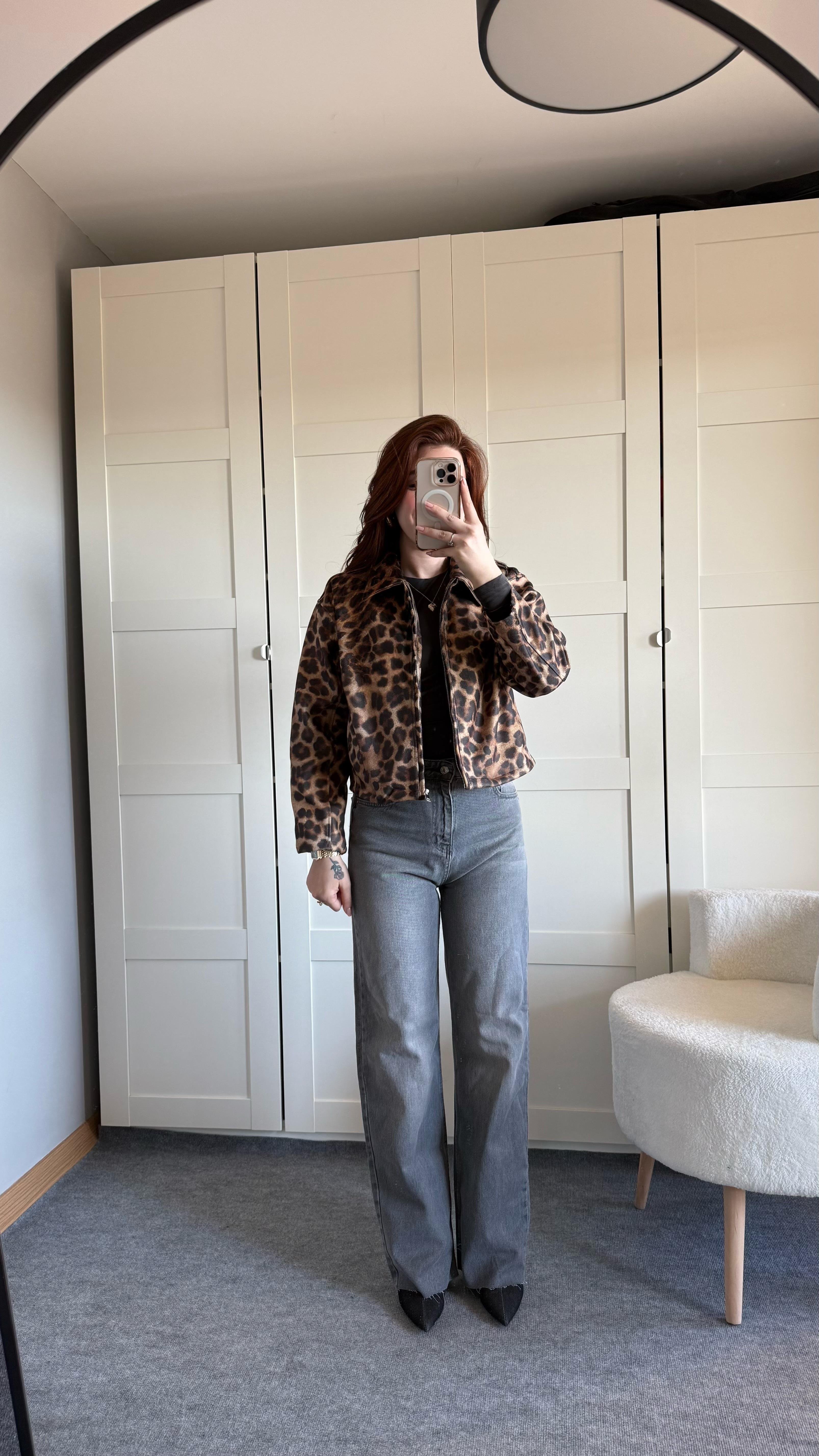 Kaşe Reguler Ceket Leopar