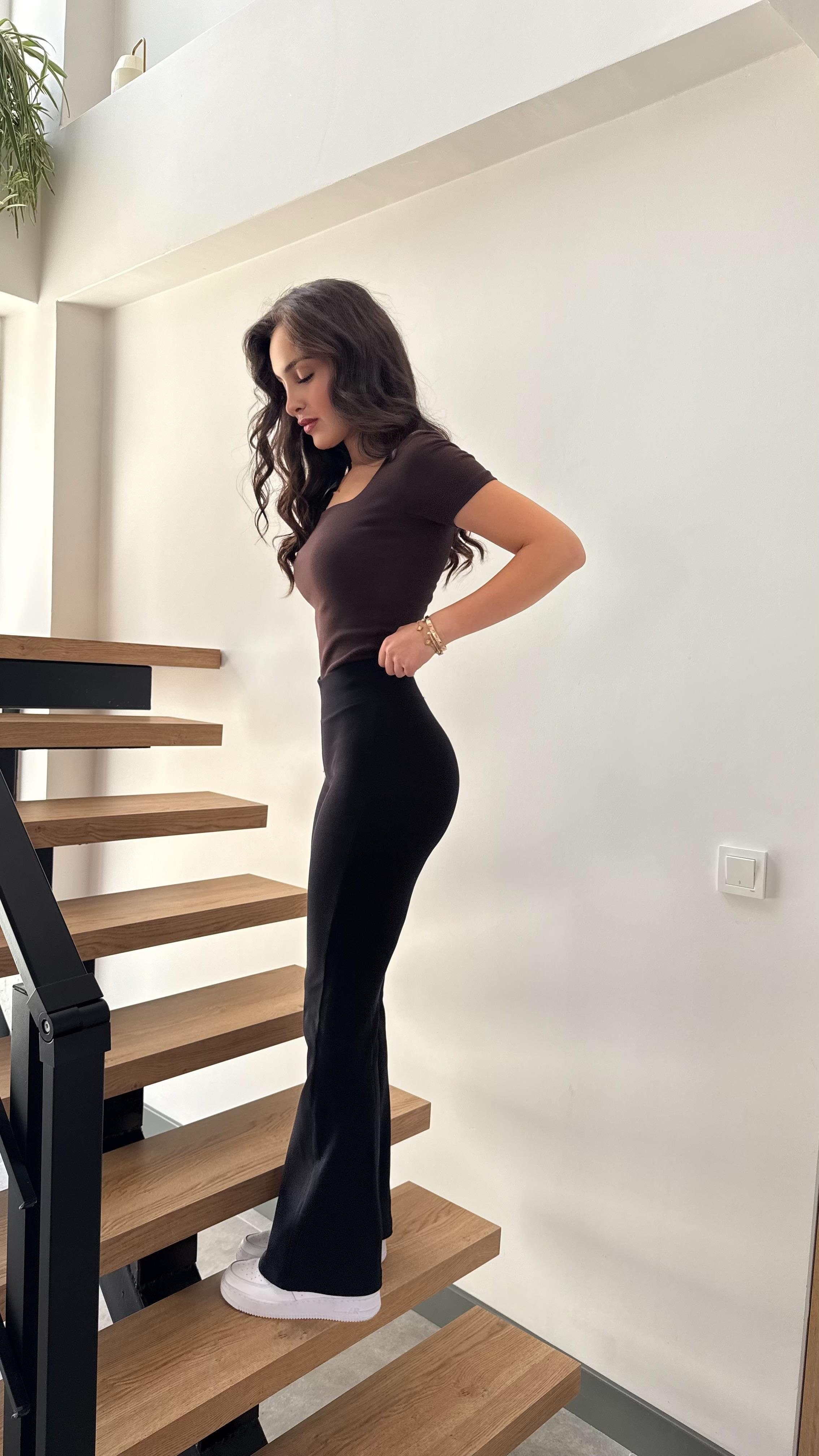 Kaşkorse Bel Penye Tayt Siyah