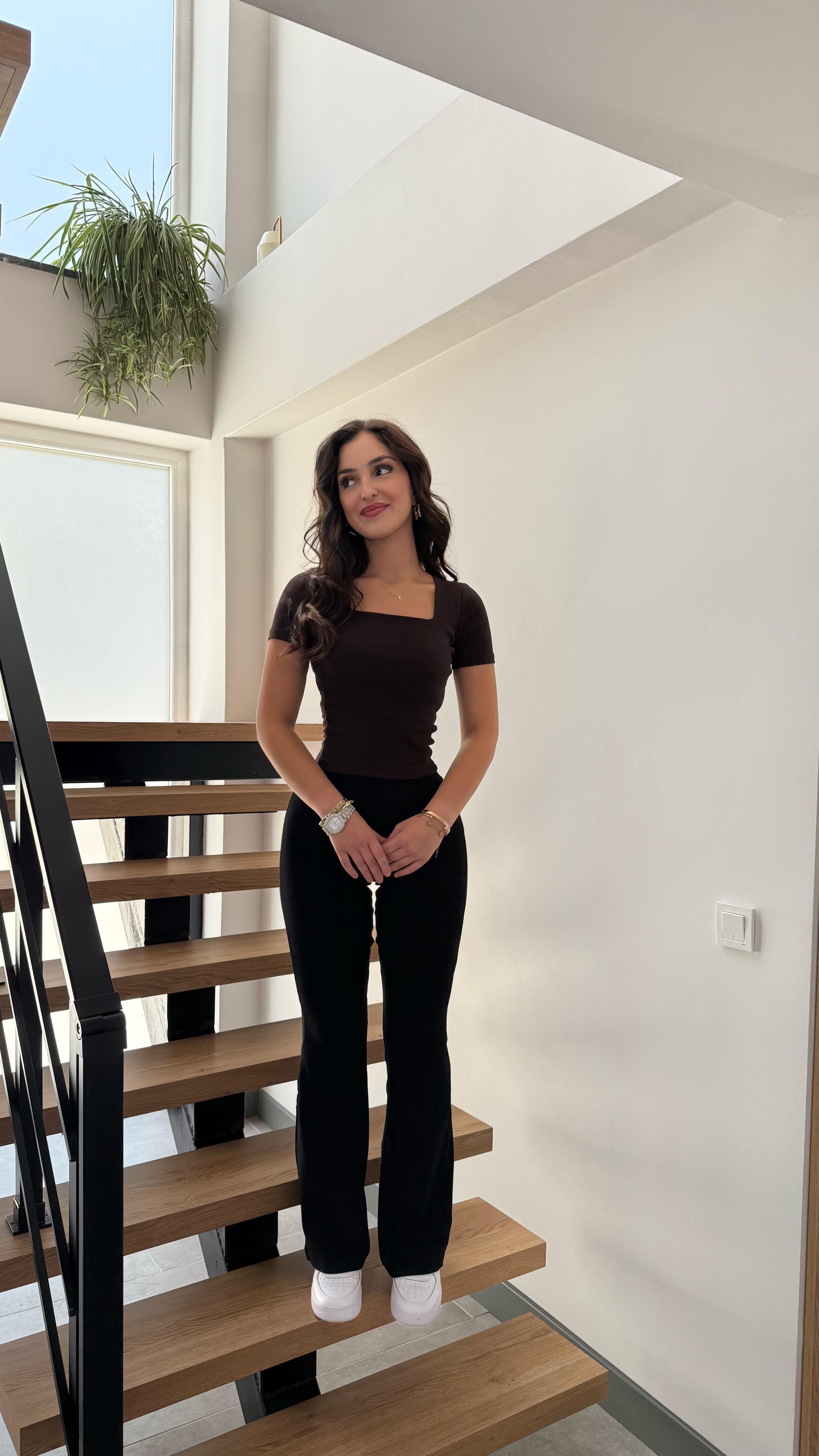 Kaşkorse Bel Penye Tayt Siyah