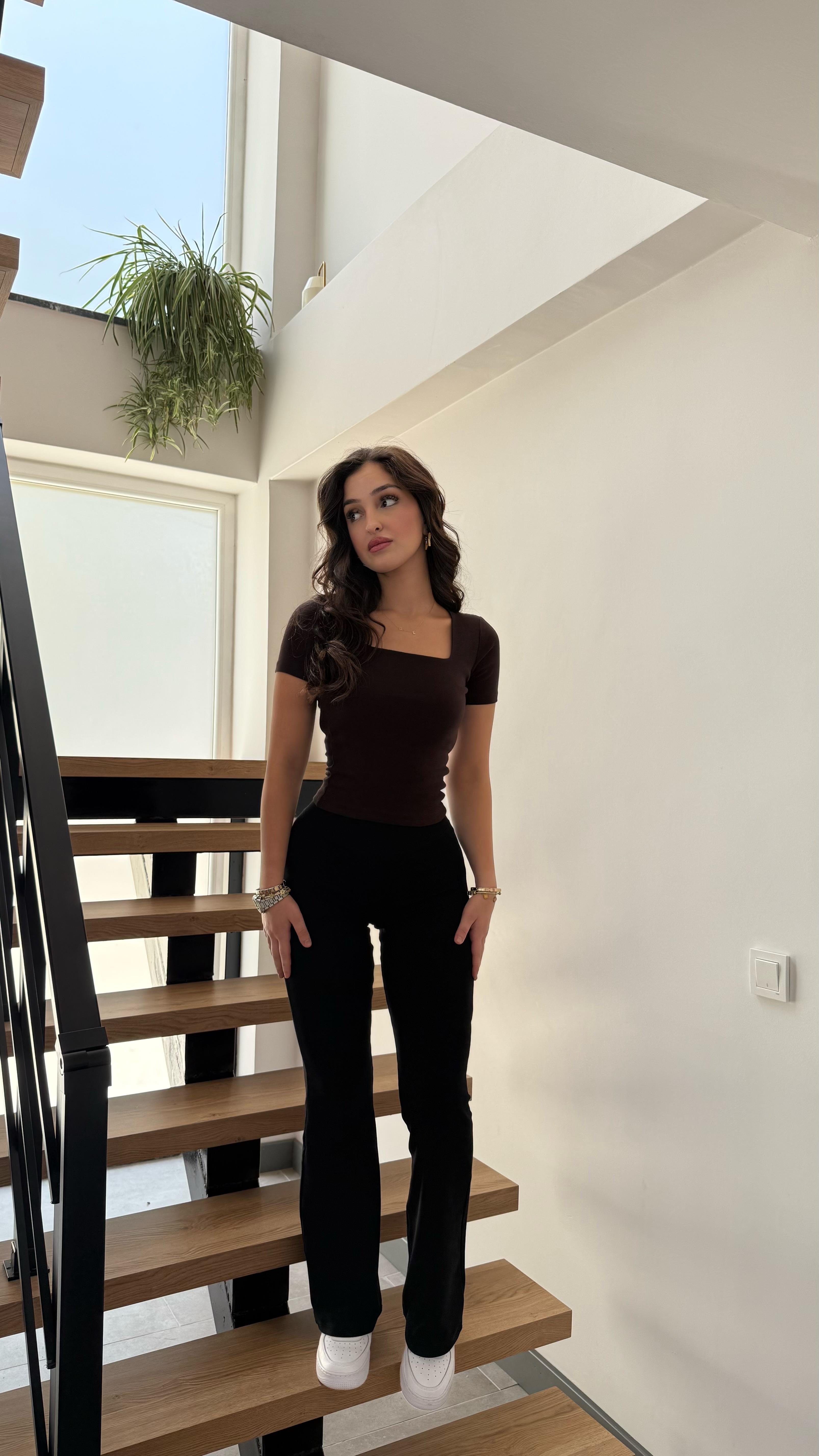 Kaşkorse Bel Penye Tayt Siyah