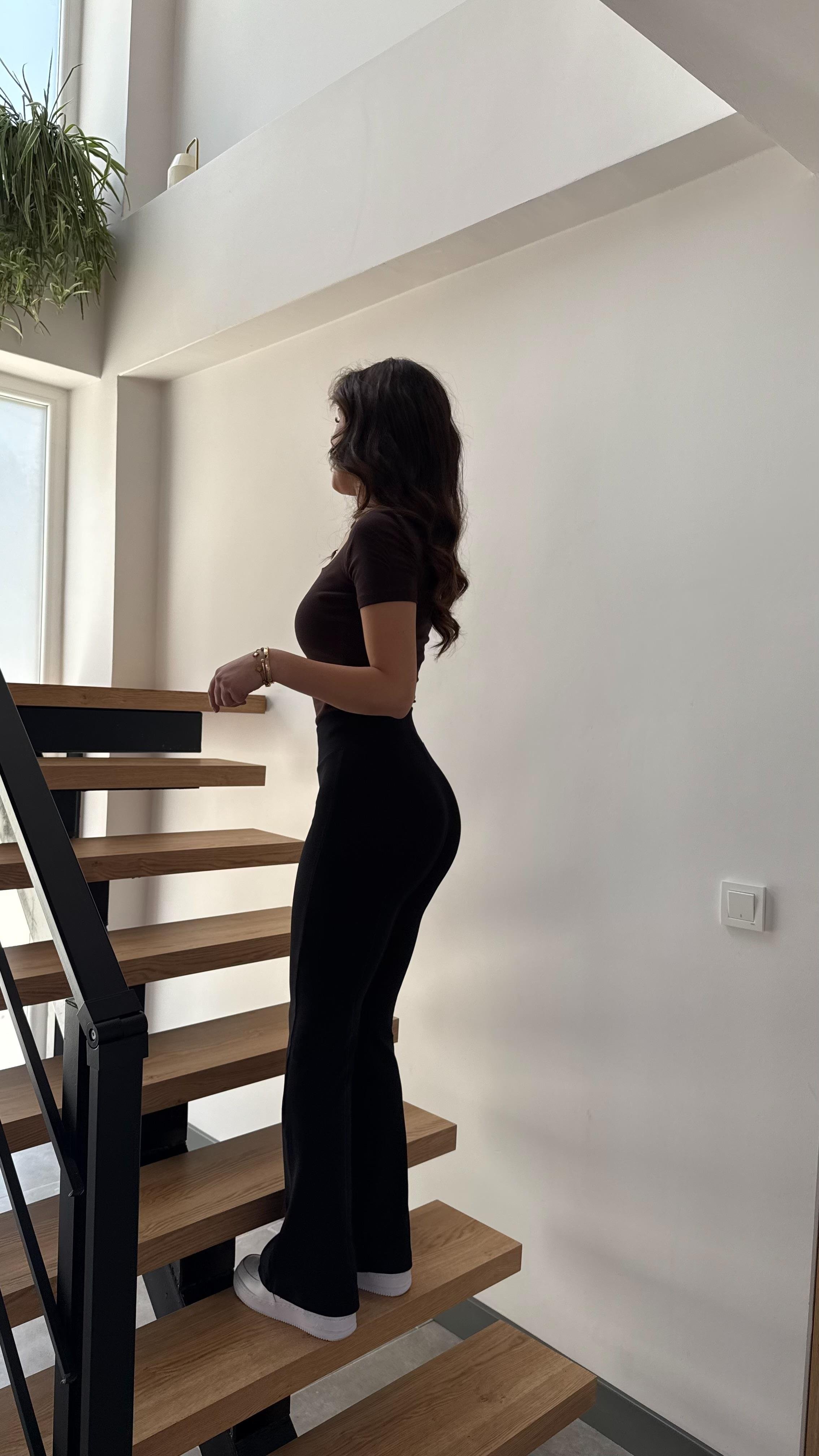 Kaşkorse Bel Penye Tayt Siyah
