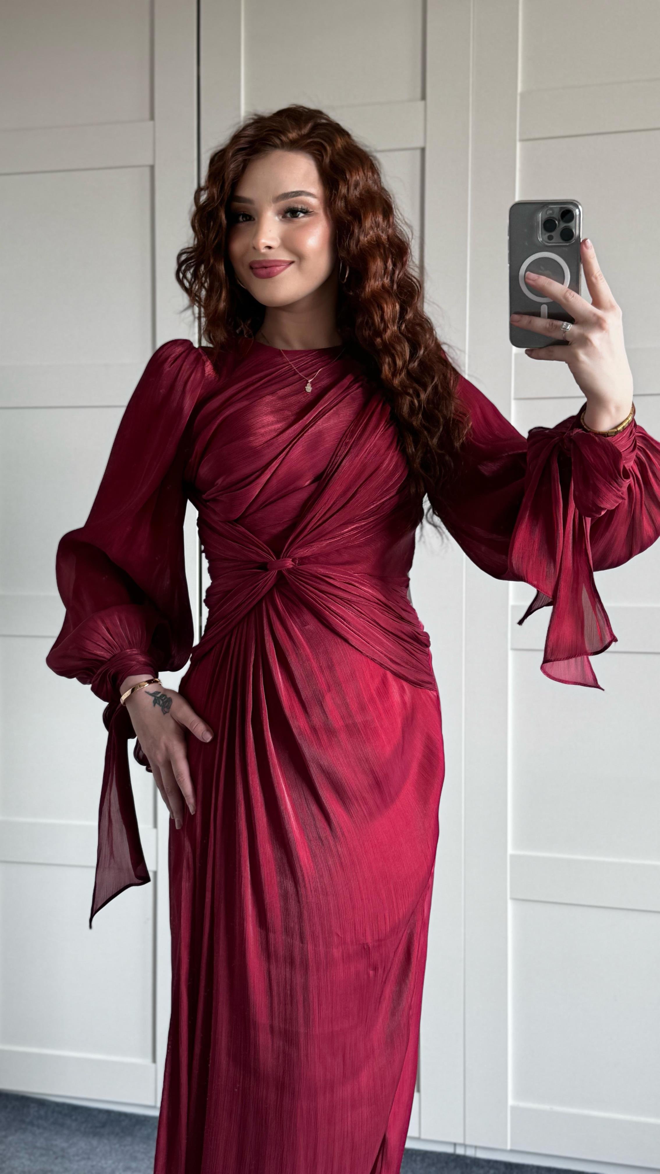 Kelebek Abiye/Elbise Bordo