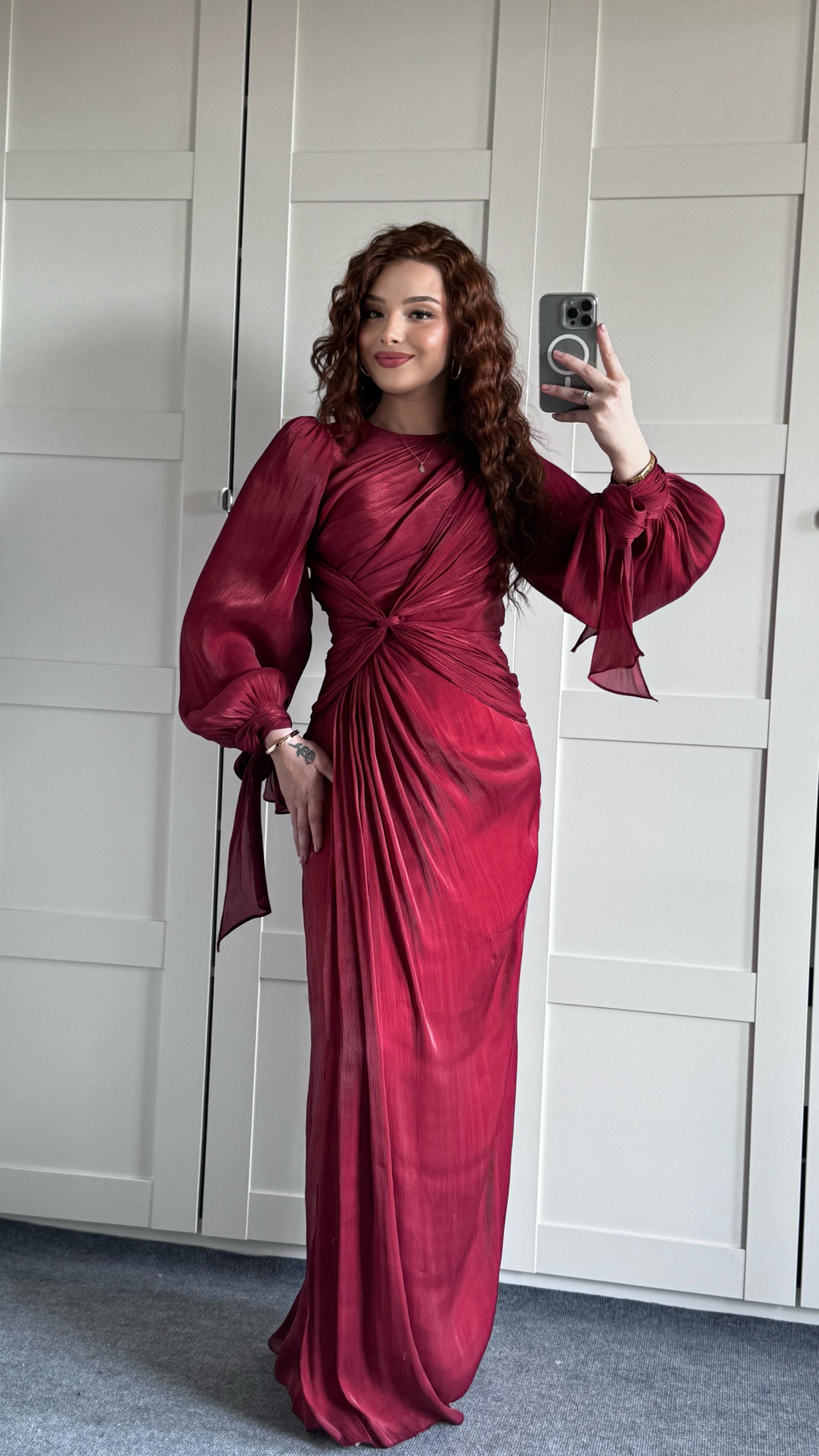 Kelebek Abiye/Elbise Bordo