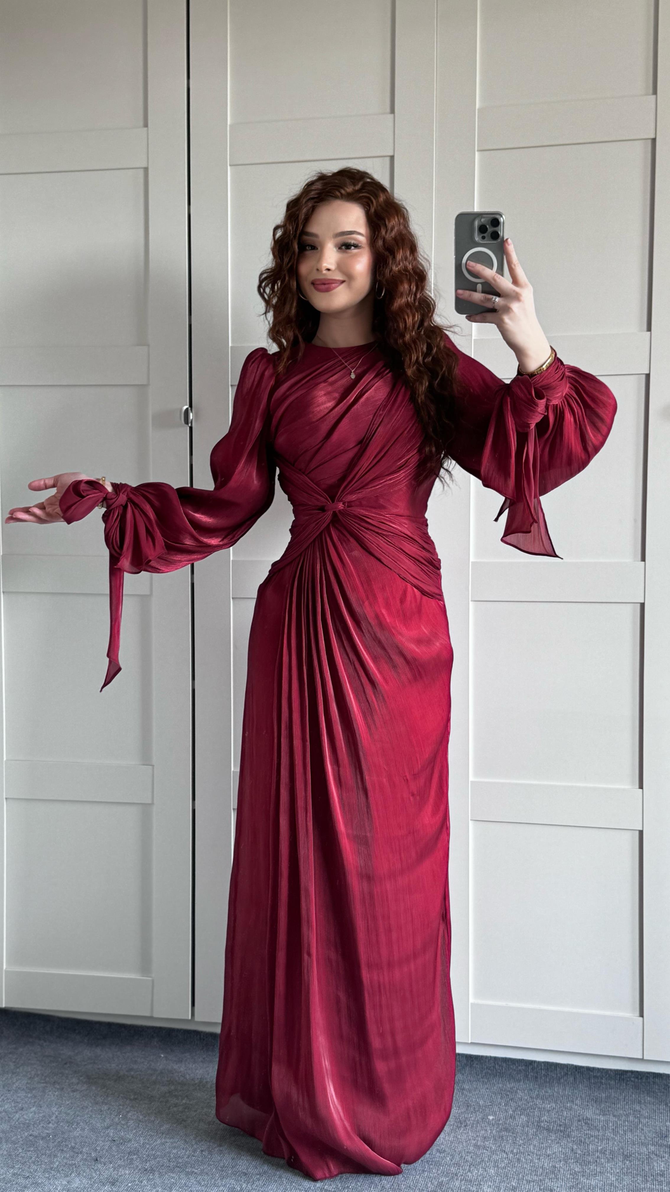 Kelebek Abiye/Elbise Bordo